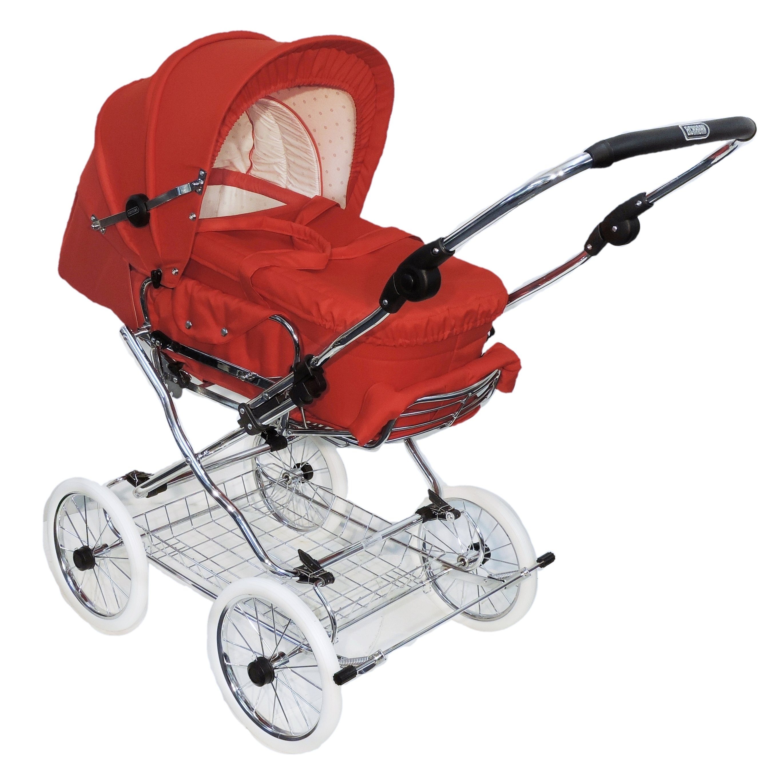 Eichhorn Kinderwagen Kombi-Kinderwagen Designer 2in1 Retro - umbaubar - von 0-3 Jahre, (inklusive Babytragetasche und Sportwagenaufsatz), mit EVA-Vollmaterial-Rädern, umbaubar zum Sportwagen - made in EU