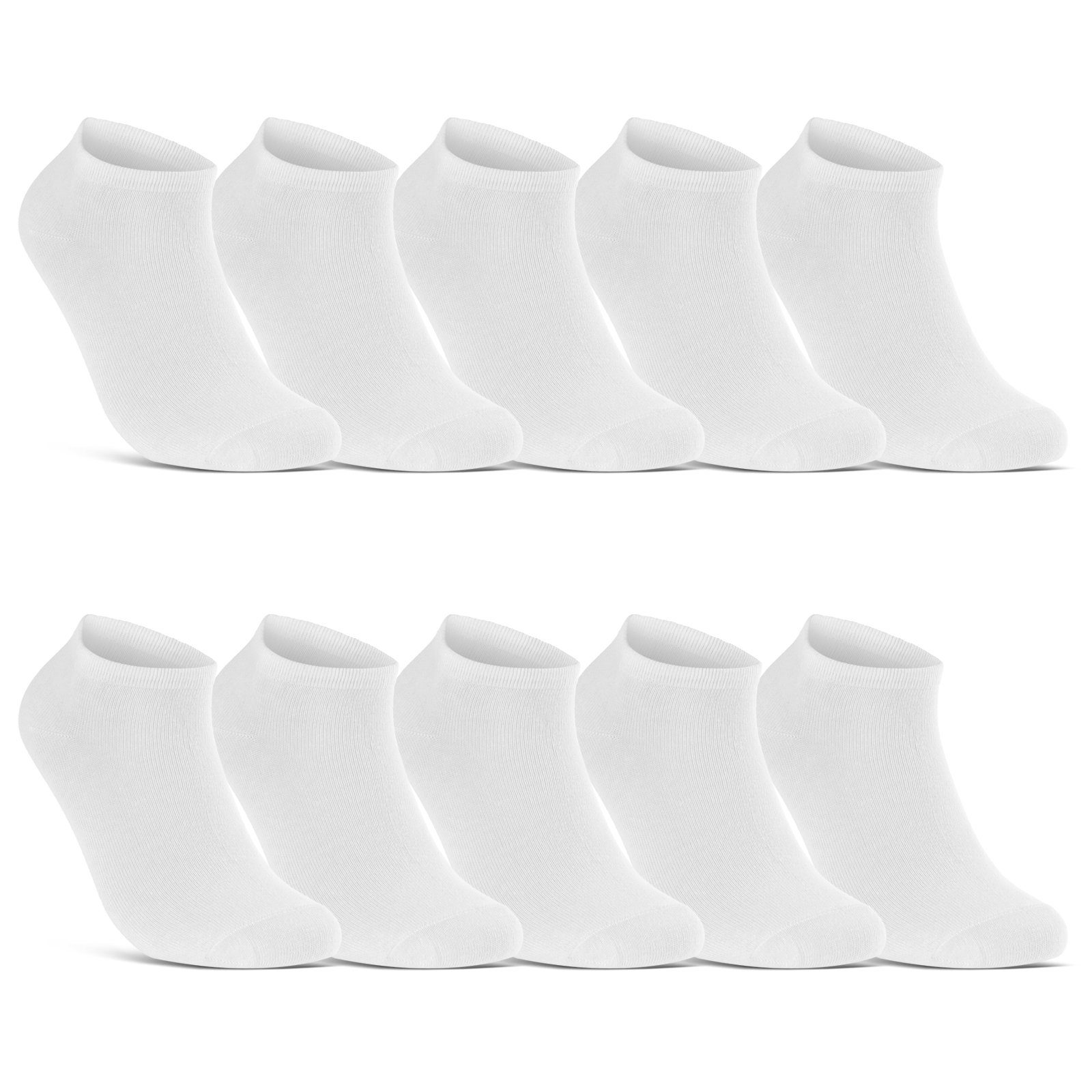 sockenkauf24 Sneakersocken 10 I 20 I 30 Paar Damen & Herren Sneaker Socken (Weiß, 10-Paar, 35-38) Schwarz Weiß Grau Baumwolle - 10800 WP
