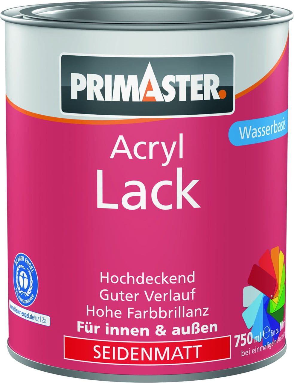 Primaster Acryl-Buntlack Primaster Acryl Lack feuerrot seidenmatt 750 ml