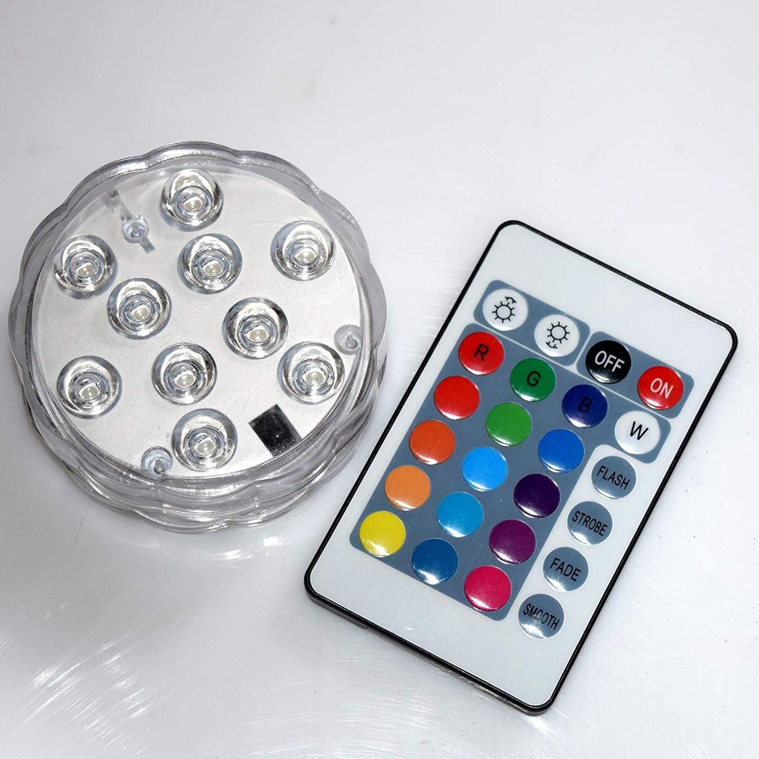 Haushaltshobel Shisha LED Untersetzer Wasserdicht Ø 7cm Fernbedienung Klarglas Acryl