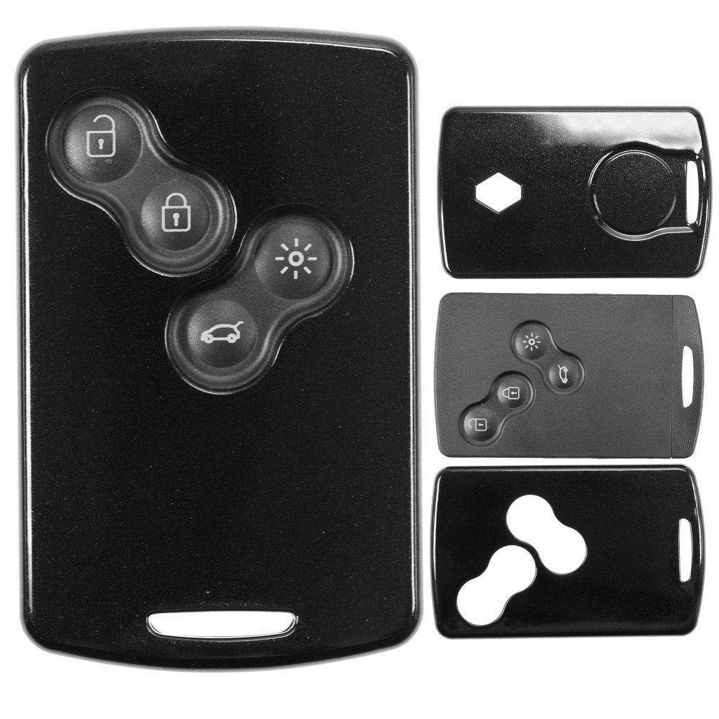 mt-key Schlüsseltasche Autoschlüssel Hardcover Schutzhülle Metallic Schwarz, für Renault Koleos Captur Grand Scenic Megane Laguna Zoe KEYLESS CARD