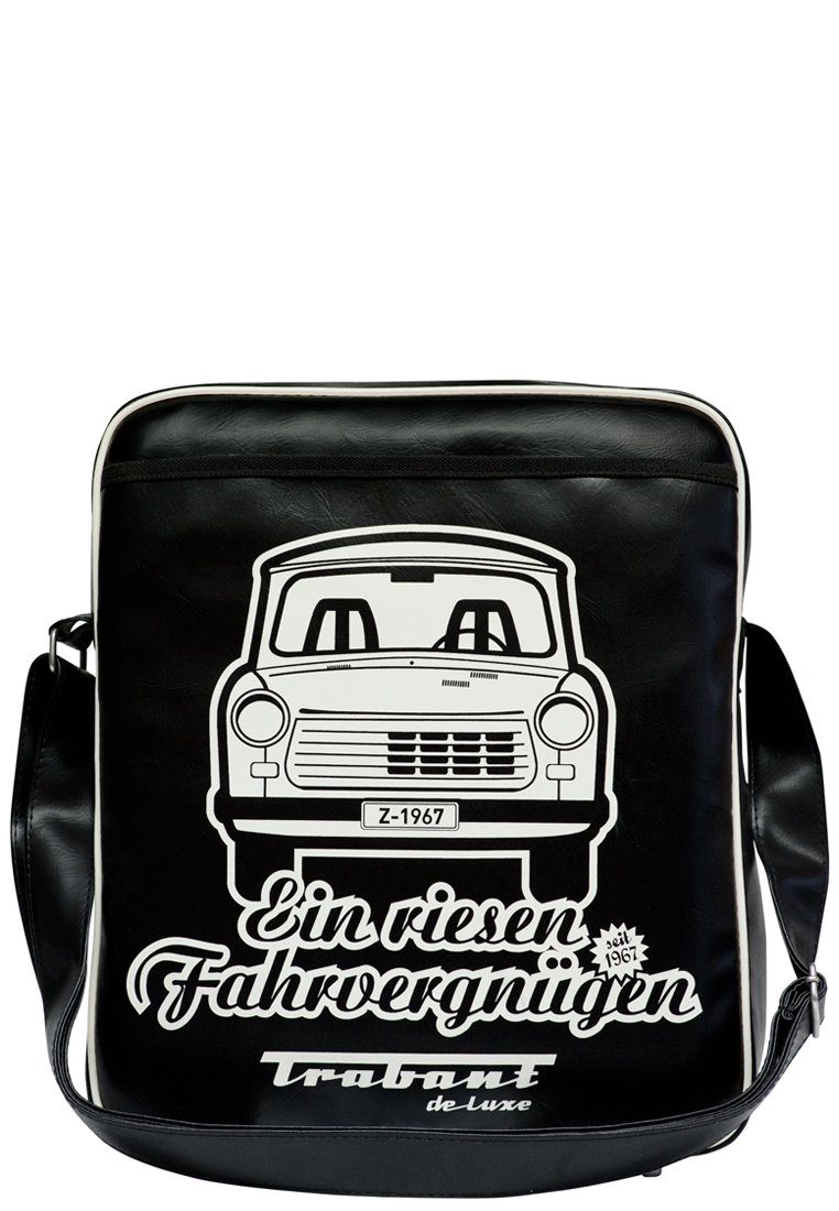 LOGOSHIRT Schultertasche Trabant - Ein riesen Fahrvergnügen, mit kultigem Trabant-Frontdruck