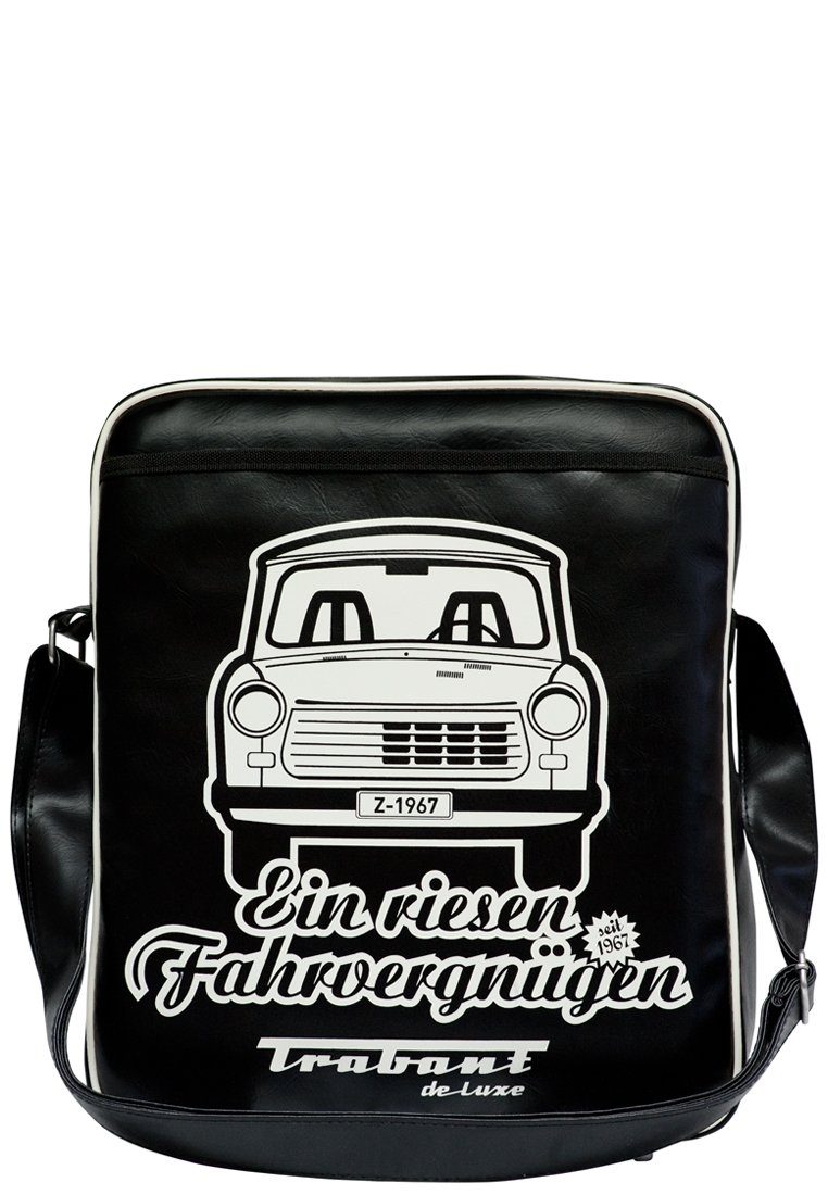 LOGOSHIRT Schultertasche Trabant Ein riesen Fahrvergnugen mit kultigem Trabant Frontdruck