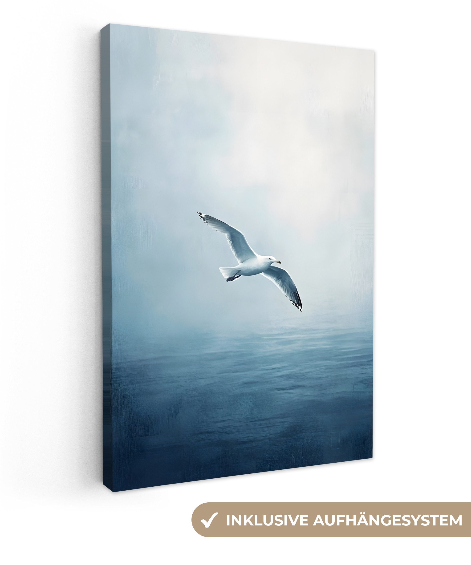 OneMillionCanvasses® Leinwandbild Möwe - Weiß - Meer - Neblig, Fotodruck (1 günstig online kaufen