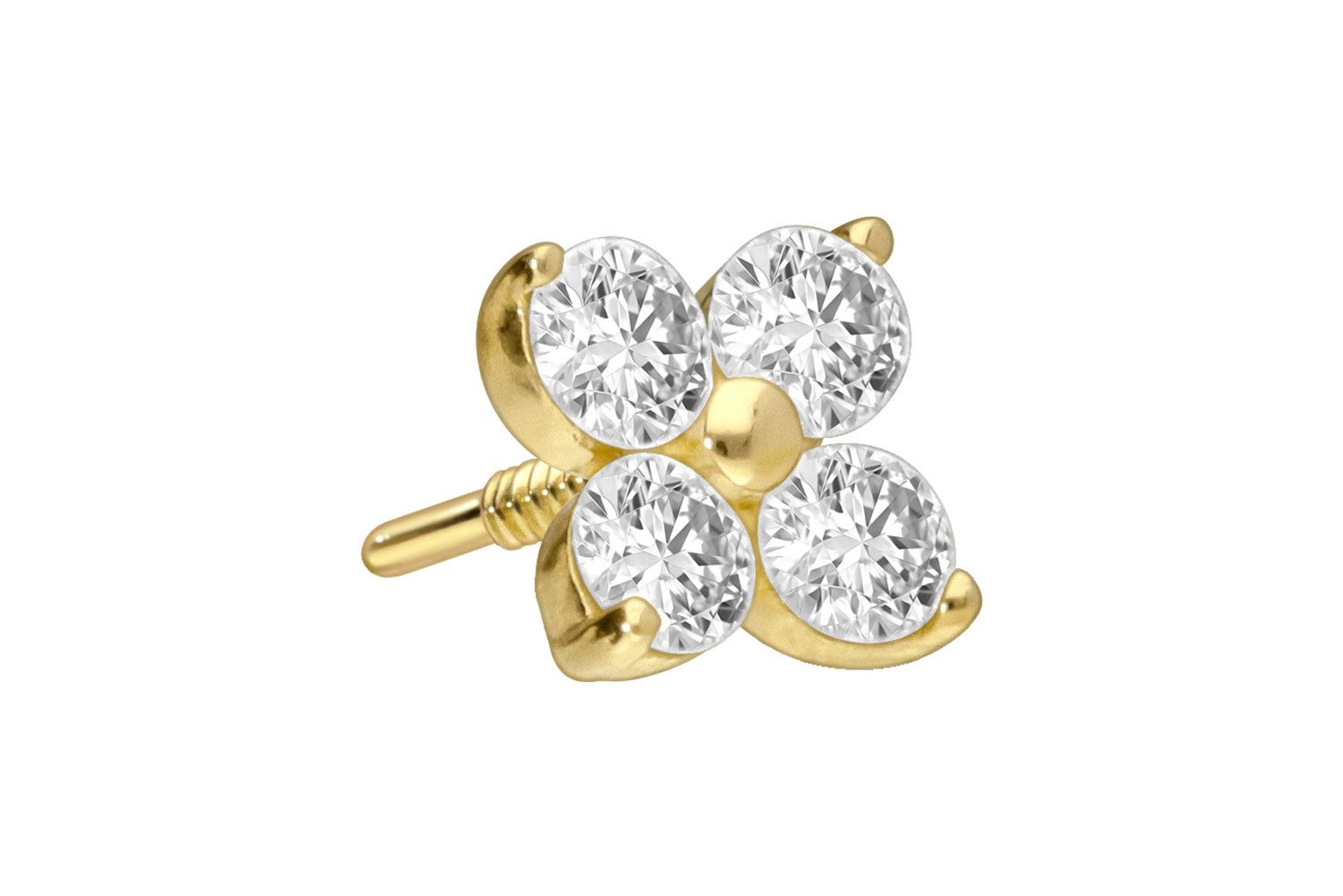 PIERCINGLINE Piercing-Set 18 Karat Gold Schraubaufsatz mit Außengewinde DIAMANT-BLUME (Schraub-Aufsätze, 1-tlg)