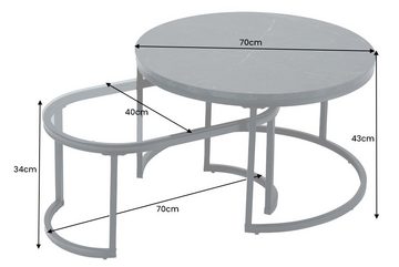 riess-ambiente Couchtisch ELEGANCE Ø70cm schwarz / grau (Set, 2-St), Wohnzimmer · Glas · Metall · Marmor-Design · rund · oval · Industrial