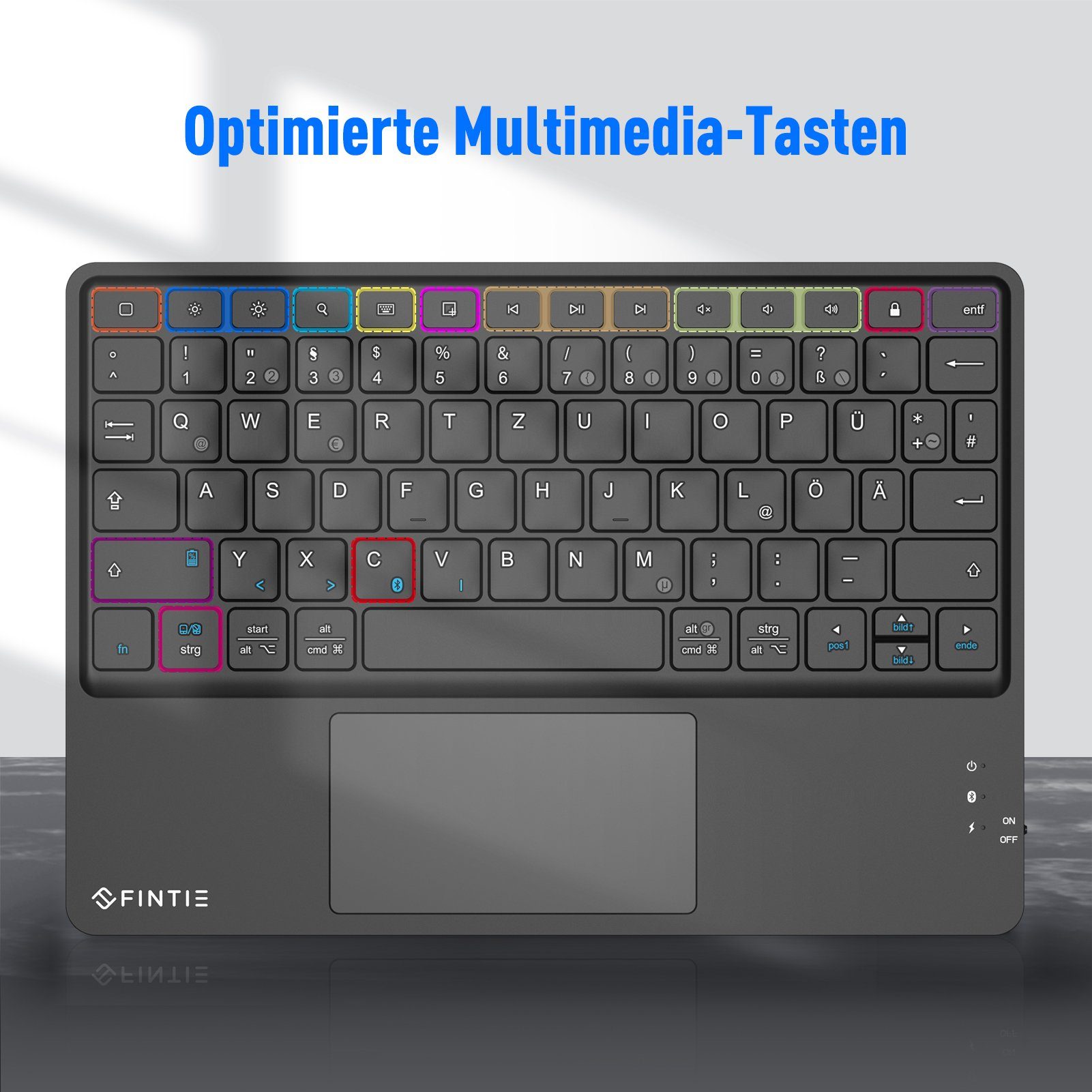 Fintie Kabellose Bluetooth Tastatur mit Touchpad, Deutsch Layout Tastatur Tablet-Tastatur (für iPad, Samsung, Lenovo Tablets, iPhone, Smartphone, Android-Tablet – Bild 5 von 5