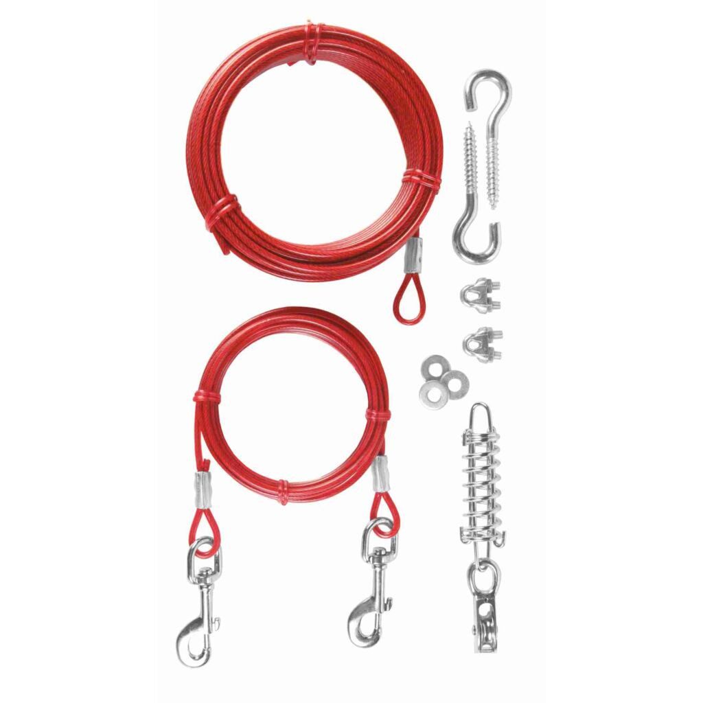 TRIXIE Hundeleine Spannleine mit Laufleine - rot - 15 m, Nylon