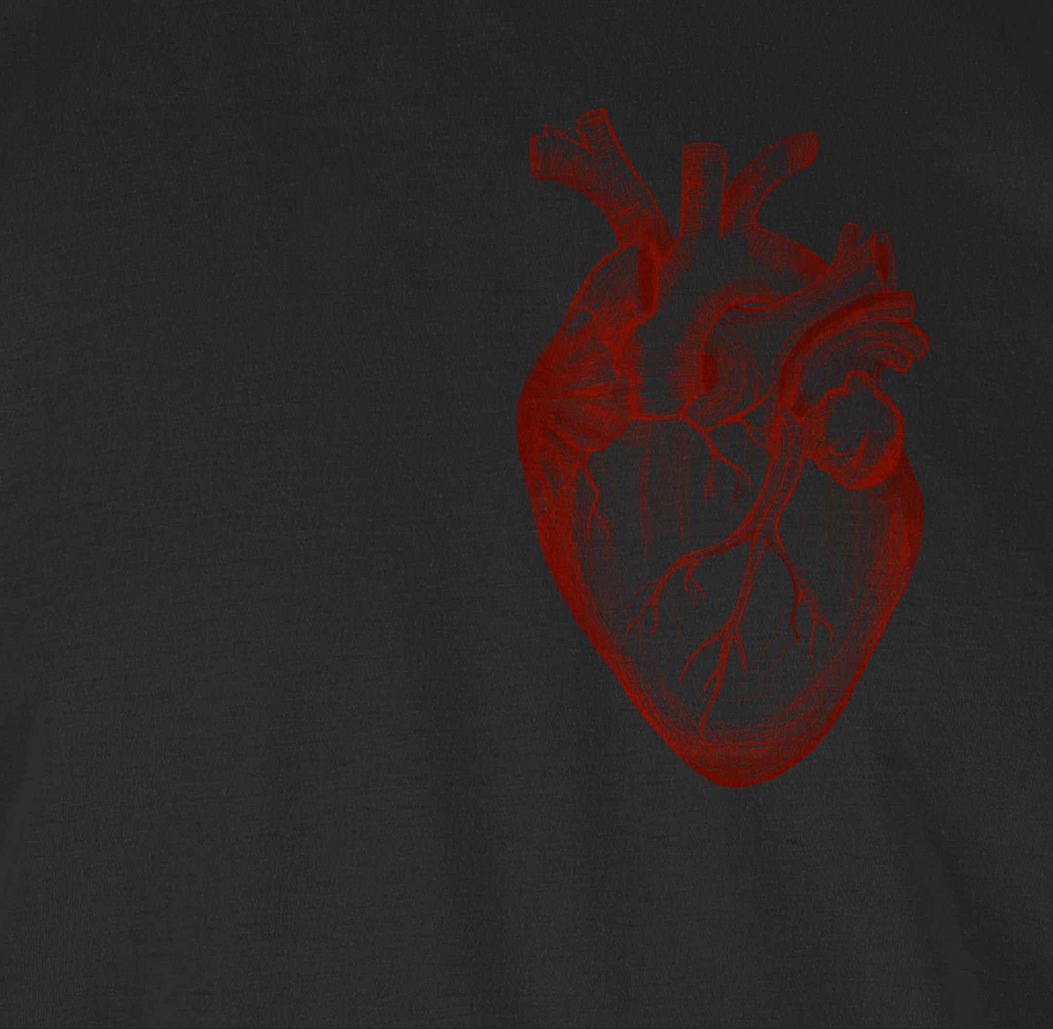 Shirtracer Nerd T-Shirt Geschenke Herz 02 Anatomie Schwarz