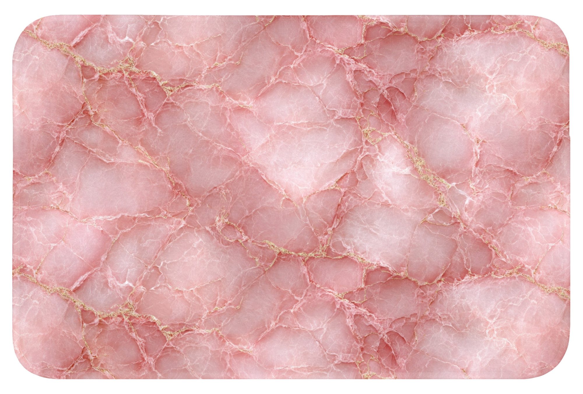 OnlyWow Badematte Rosa - Quarz - Gold - Marmor, Höhe 10 mm, Polyester, Rechteckig, Badezimmerteppich, Badteppich, Rutschfest, Badvorleger, Waschbar