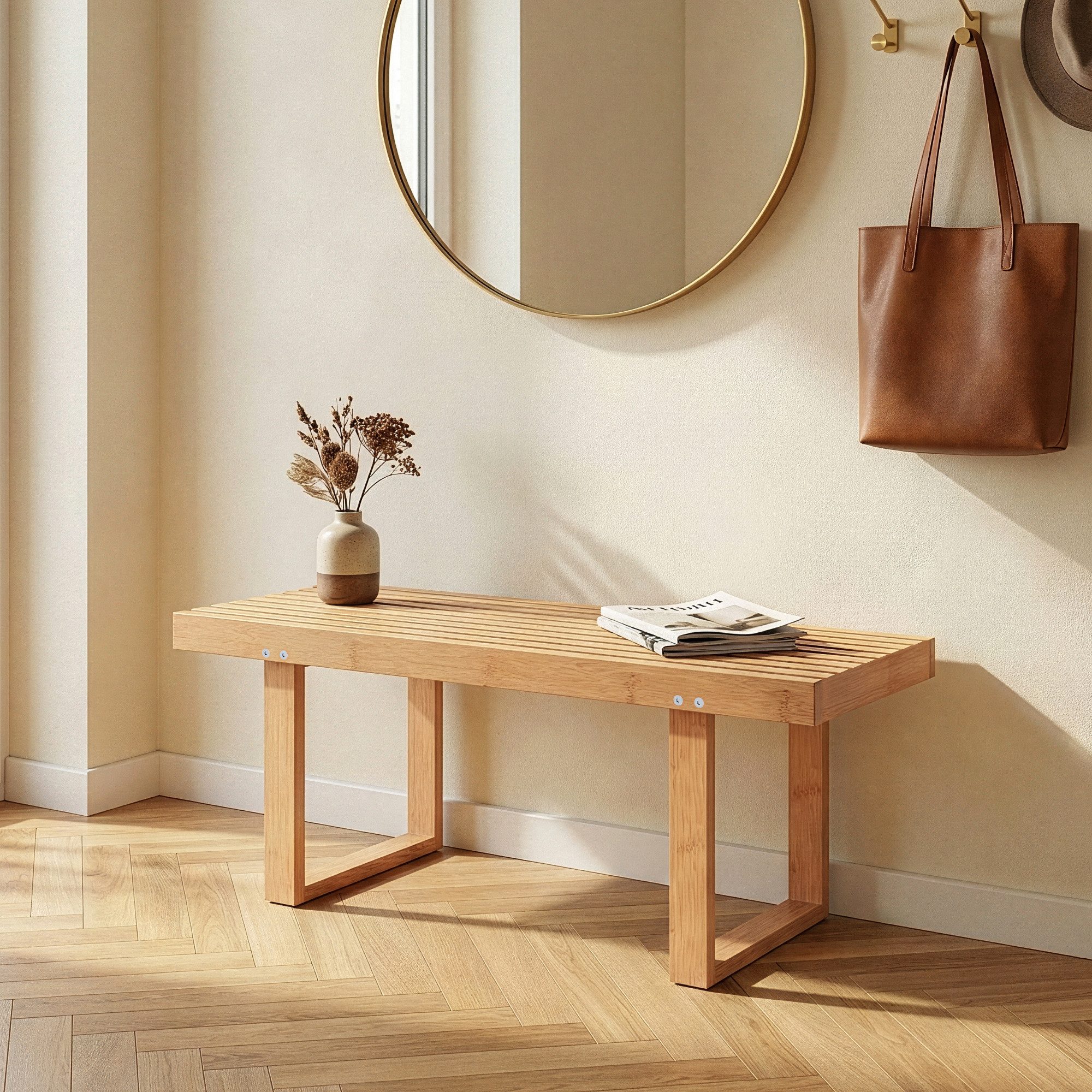 en.casa Sitzbank, »Aarela« max. 120 kg Bambus 91 x 41 x 38 cm Natur
