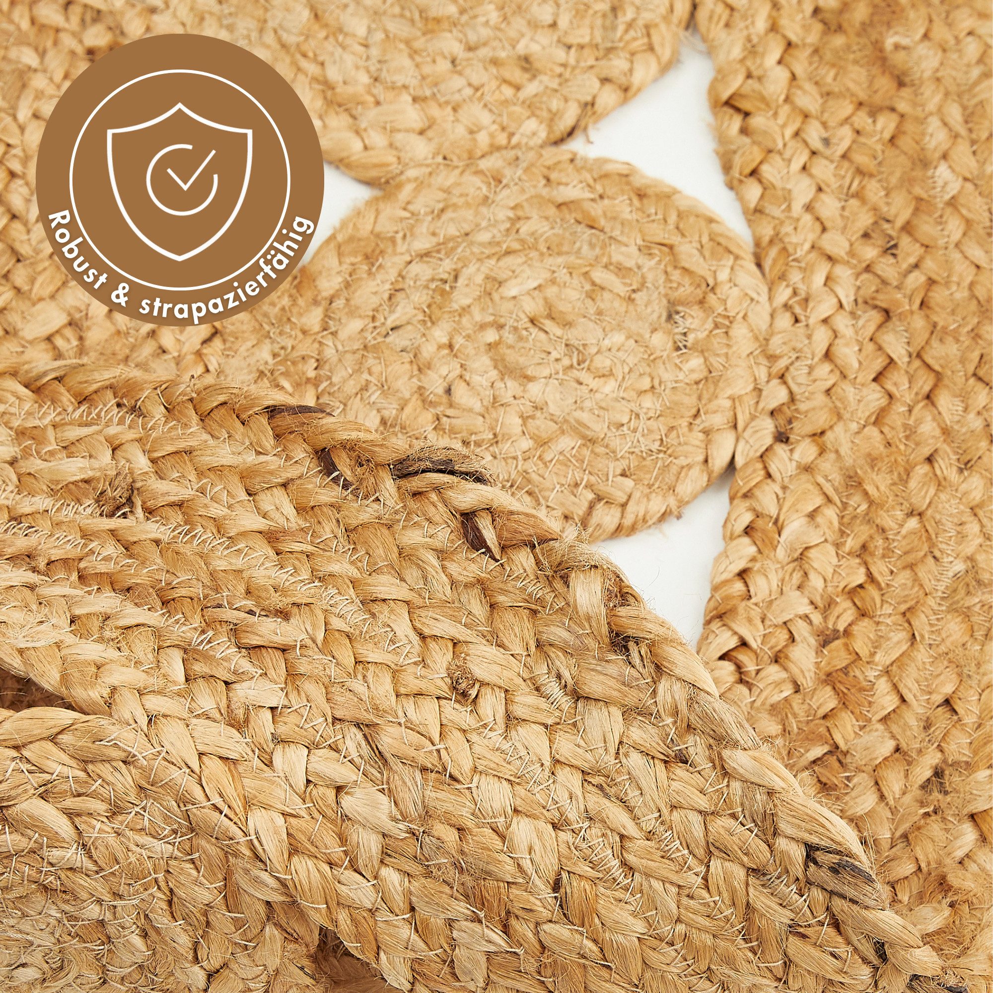 LUXOR living Teppich Balo, rund, Höhe: 6 mm, Juteteppich, reine Naturfaser, handgeflochten, Flecht Design