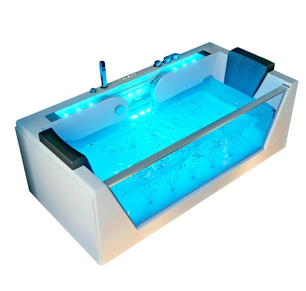 DEKO VERTRIEB BAYERN Whirlpool-Badewanne Luxus LED Whirlpool Badewanne SET 179x85 cm +Heizung +Hydrojet + Ozon