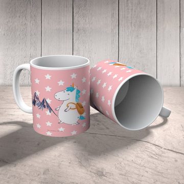 Mr. & Mrs. Panda Kinderbecher Einhorn Bergsteiger - Rot Pastell - Geschenk, Bruchfeste Tasse, Einhö, Kunststoff, Förderung der Selbstständigkeit