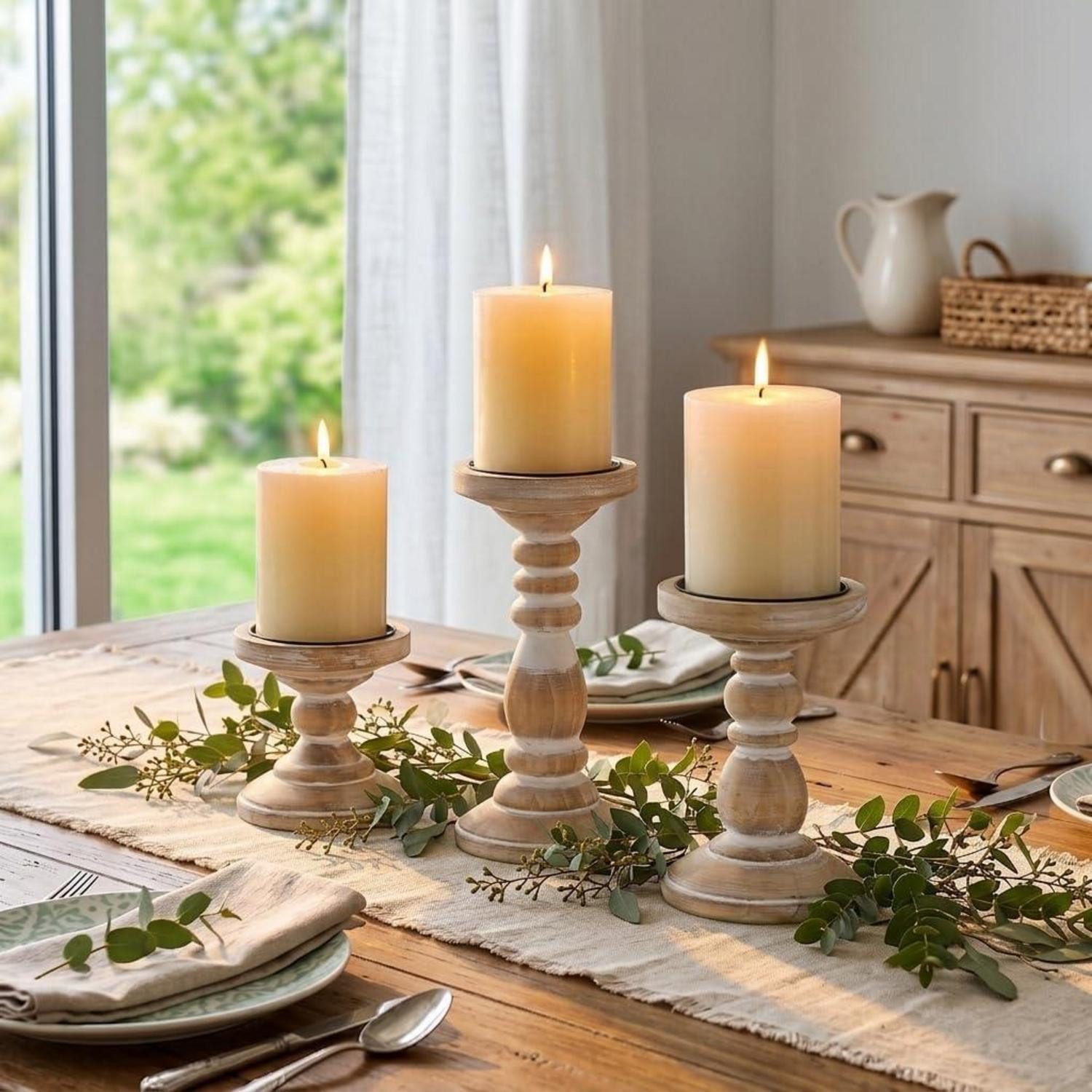 Weiße Holz Kerzenständer online kaufen