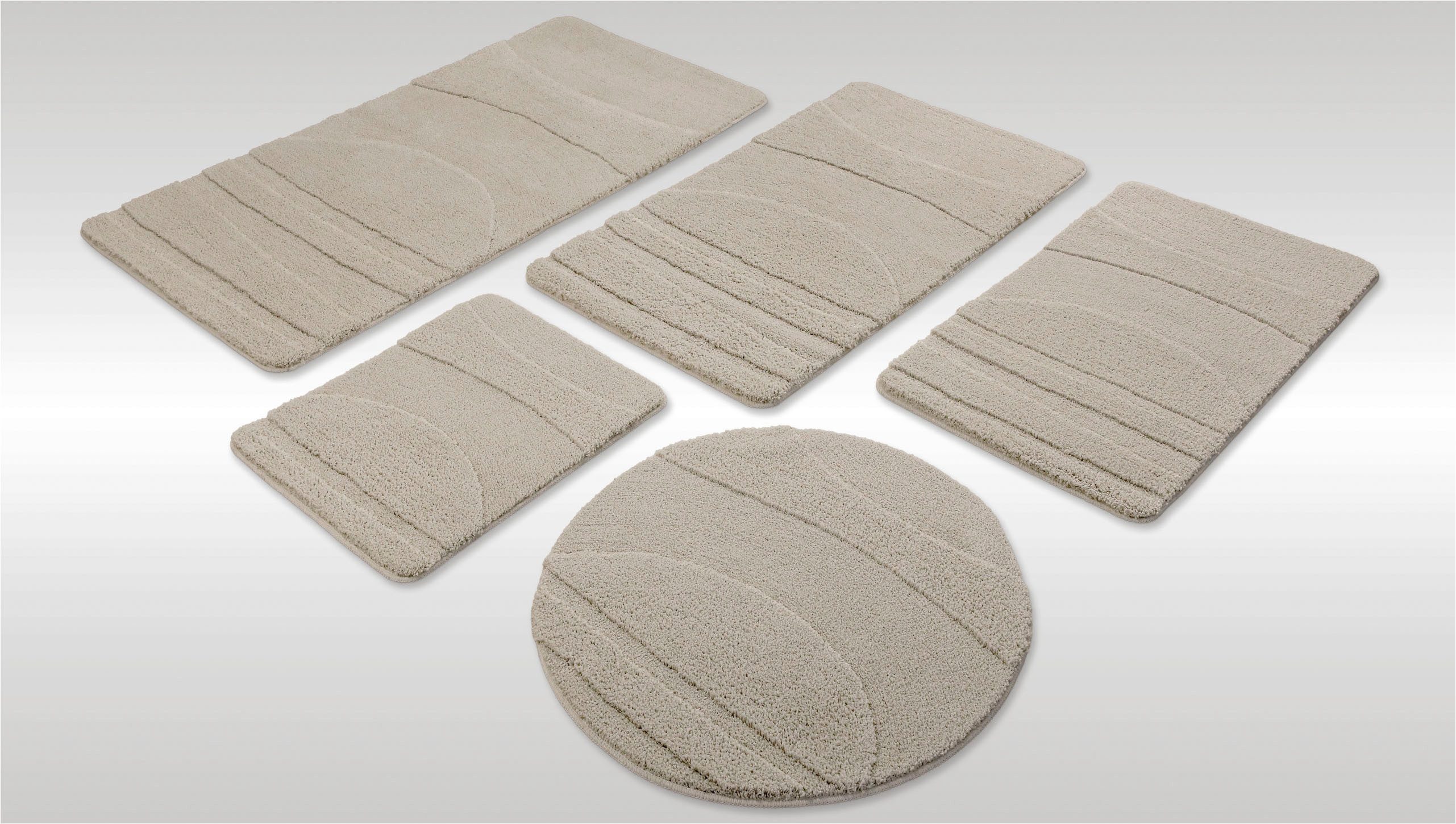 Wecon home Badematte Marc, Höhe 25 mm, rutschhemmend beschichtet, schnell trocknend, Polyester, rechteckig, Badteppich, Hoch-Tief-Linien, weich, rutschhemmend, waschbar, getuftet