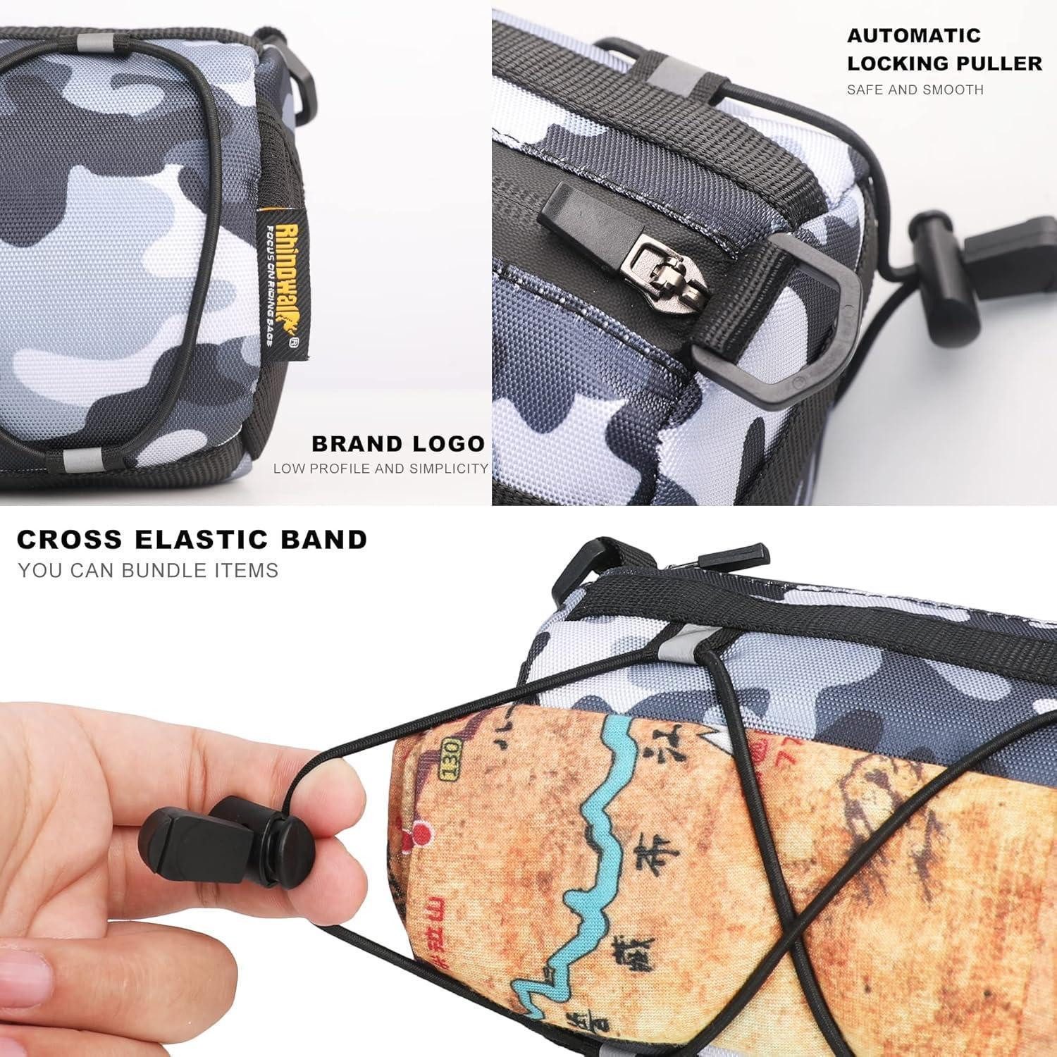 LuxusKollektion Fahrrad-Gepäckträger Lenkertasche Vordertasche Schultergurt Rennrad Camouflage Grau