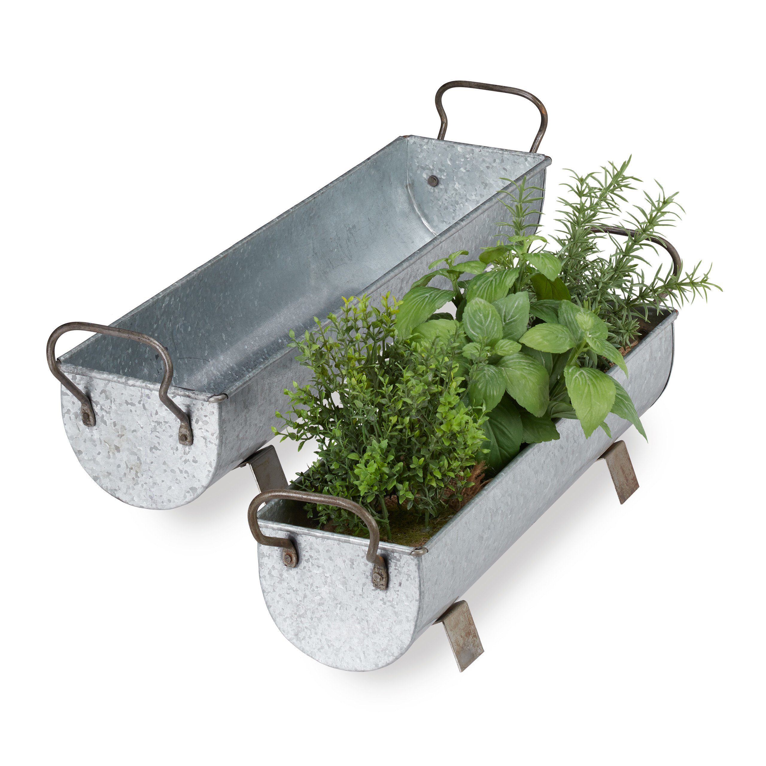 relaxdays Blumenkasten Dachrinne 2er Set, Silber günstig online kaufen