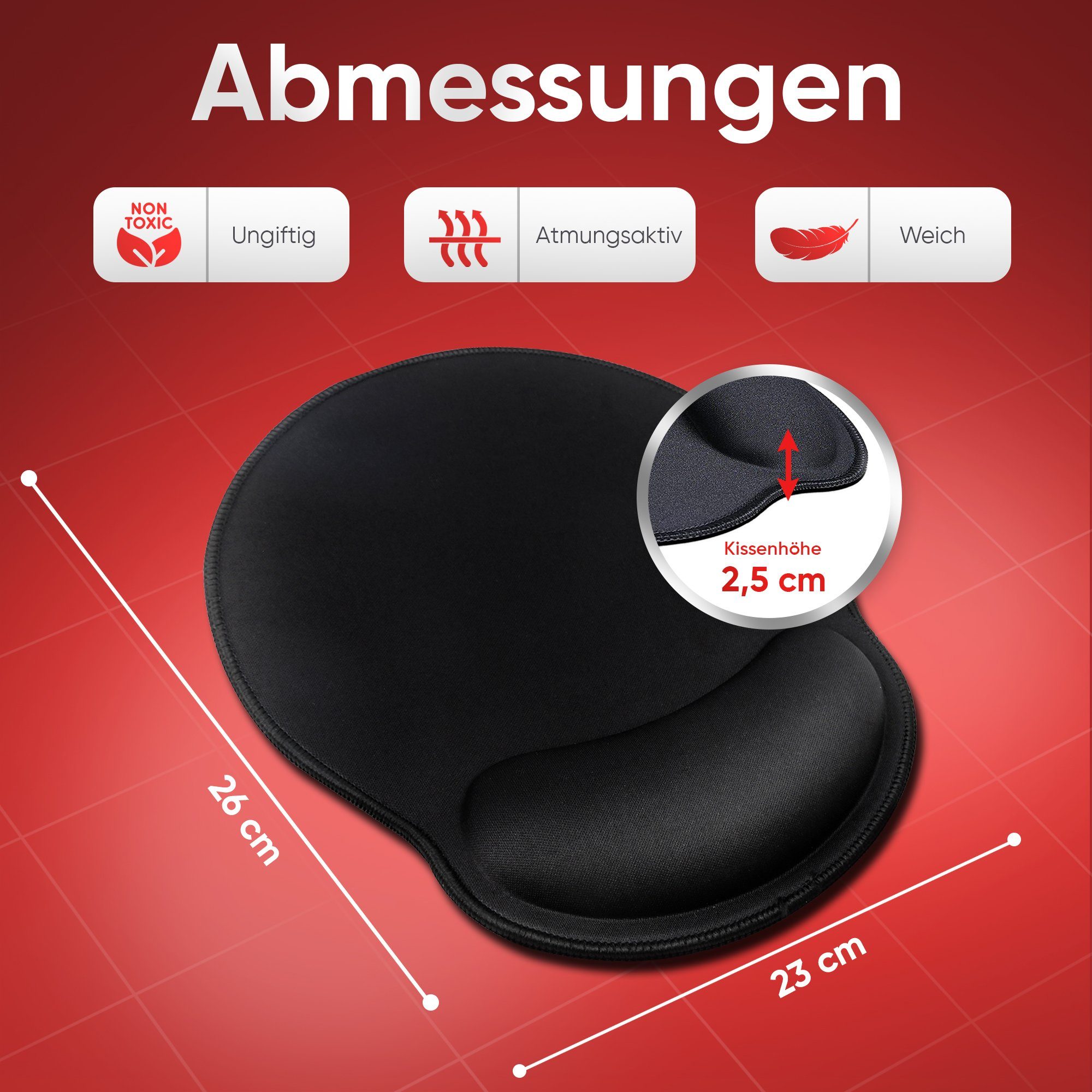 wortek Mauspad Ergonomisches Mousepad mit Handgelenkauflage, Office Mauspad mit Gelkissen und Handballenauflage – Bild 5 von 5