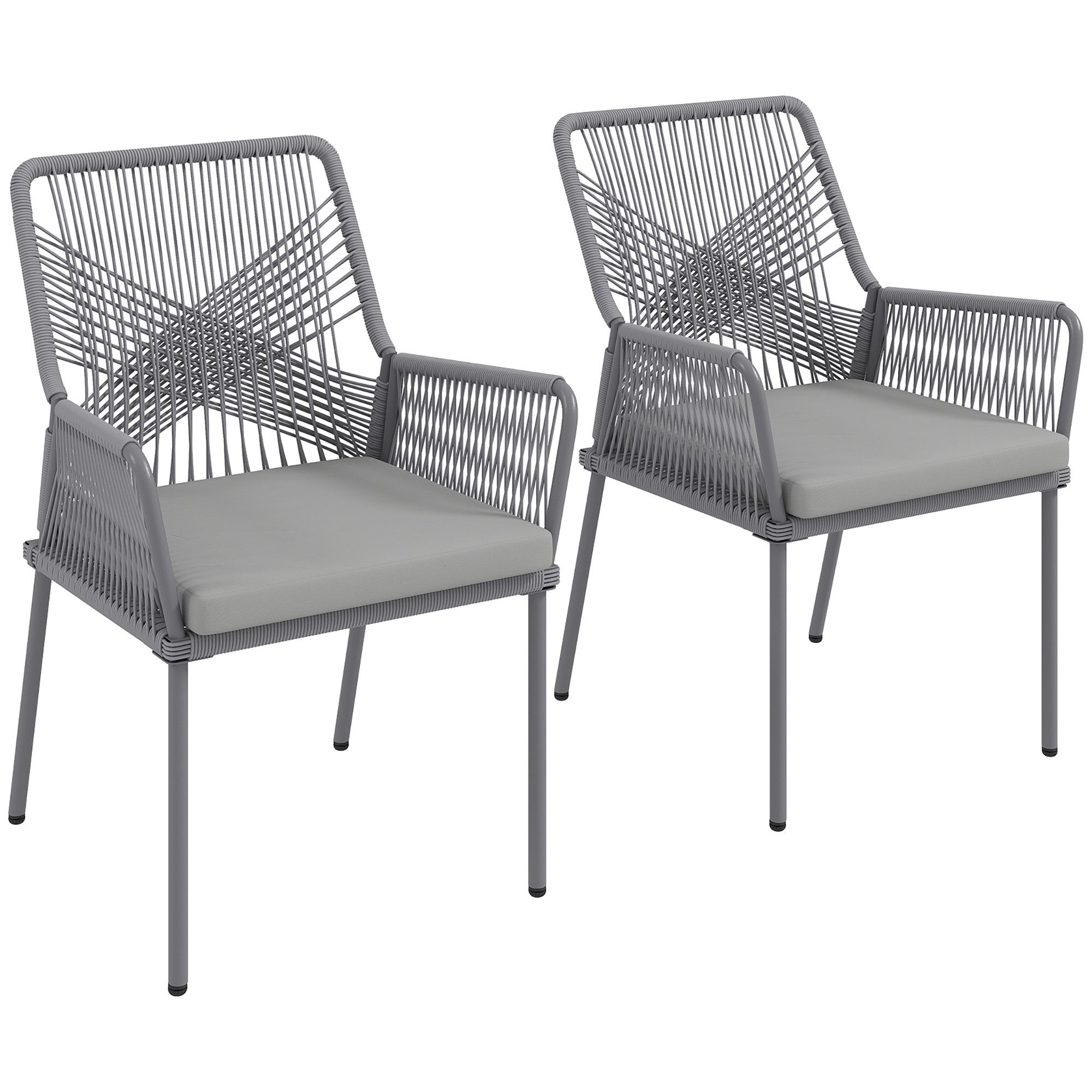Outsunny Rattanstuhl 2er Set, mit Armlehne, günstig online kaufen