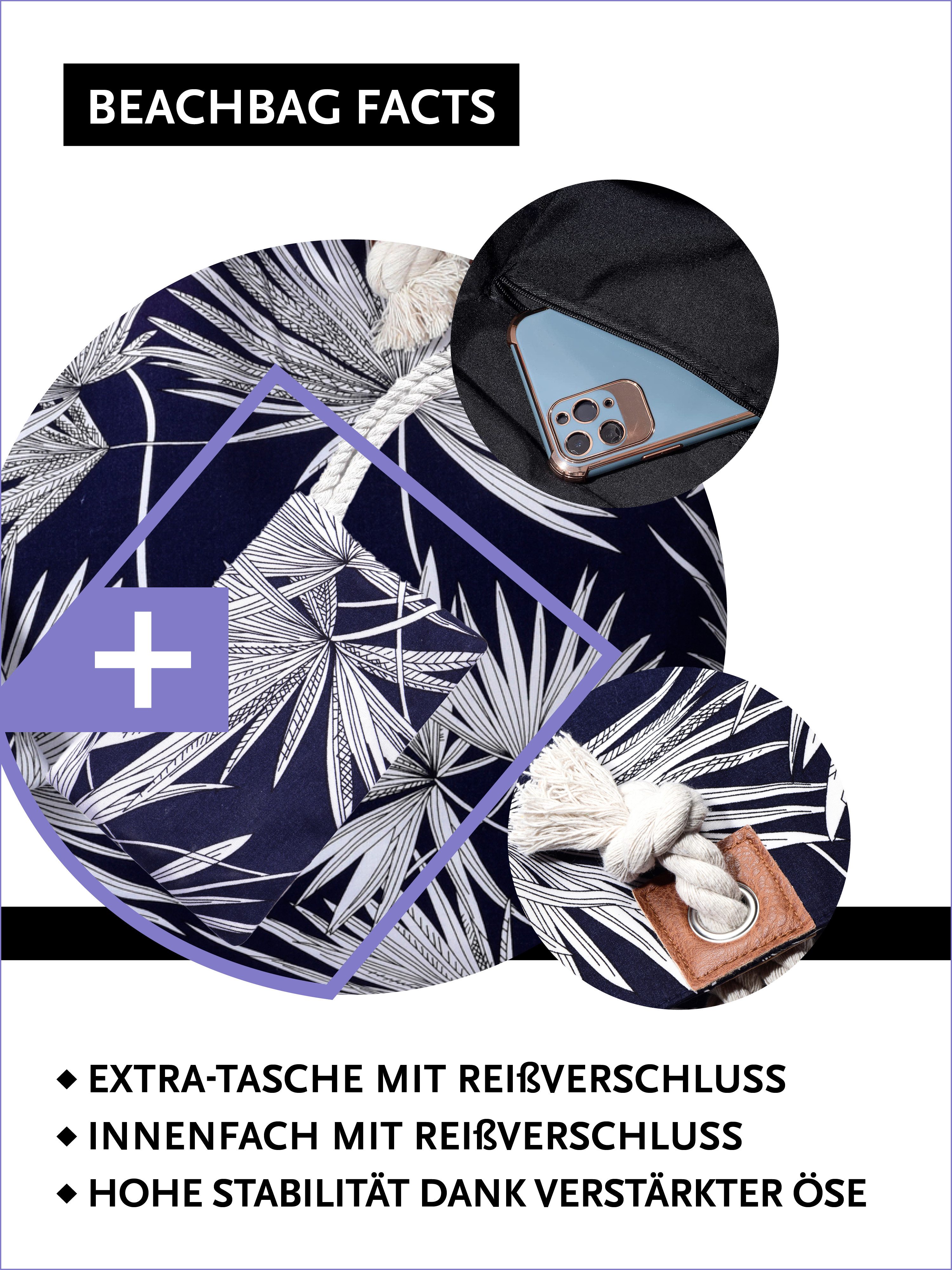 DonDon Strandtasche Shopper Schultertasche Beach Style (2-tlg), Große Strandtasche, mit Reißverschluss, tolle Motive
