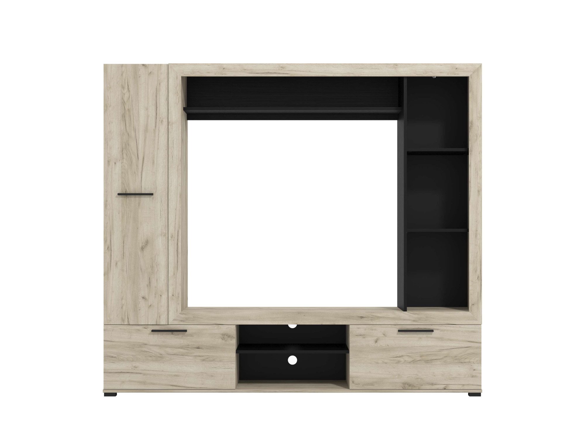 Home affaire Wohnwand Lorca Medienwand, Wohnzimmerwand, TV-Wand, (4-St), Moderne, stilvolle Wohnwand in Eichen-Optik mit TV-Fach – Bild 4 von 5