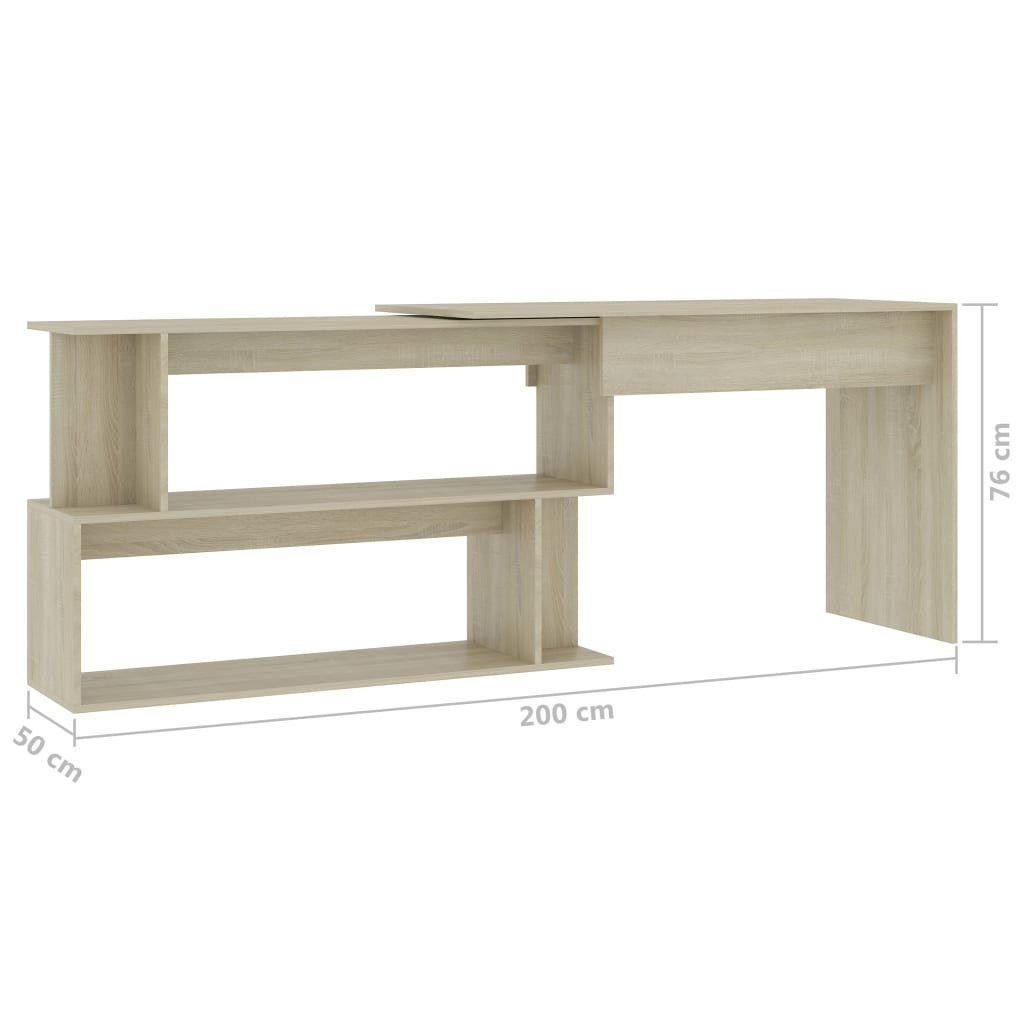 Schreibtisch Holzwerkstoff Eckschreibtisch 200x50x76 cm Sonoma-Eiche furnicato