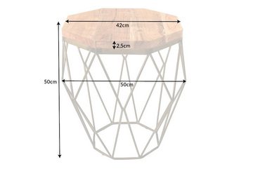 riess-ambiente Beistelltisch DIAMOND 50cm natur / messing (Einzelartikel, 1-St), Wohnzimmer · Akazie-Massivholz · lackiert · Metall · Industrial Design
