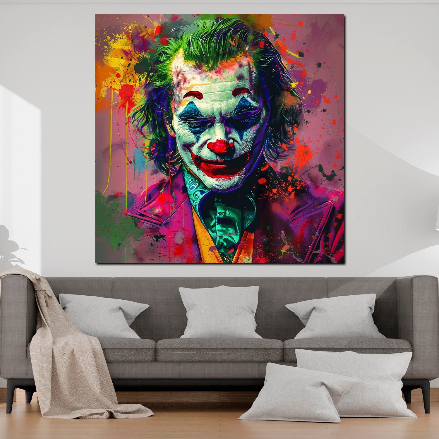 Artedinoi Leinwandbild Joker in leuchtender Pop Art Leinwandbild Wandbild Kunstdruck XL Wandd, Joker, leuchtend – Bild 3 von 5