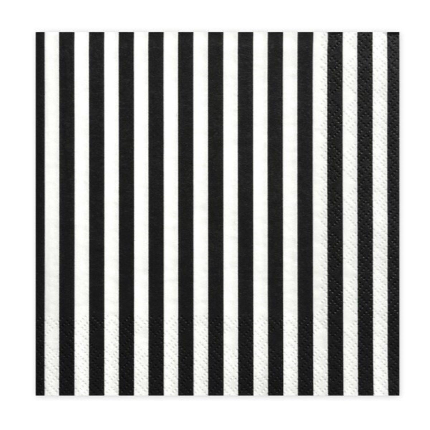 partydeco Papierserviette Servietten 'Stripe' 20Stk./33x33cm, Schwarz/Weiß