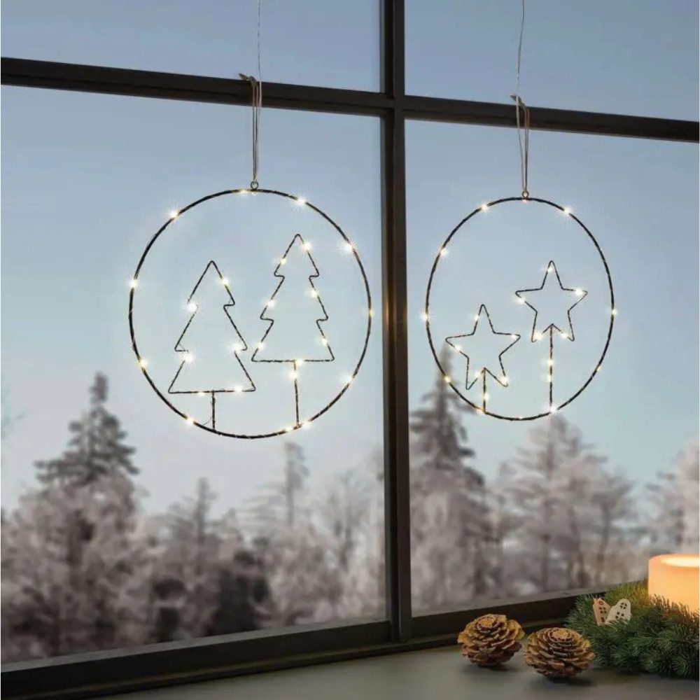 Home-trends24.de Dekohänger LED Hänger Stern Tanne Weihnachten Deko Winter Beleuchtung Fenster
