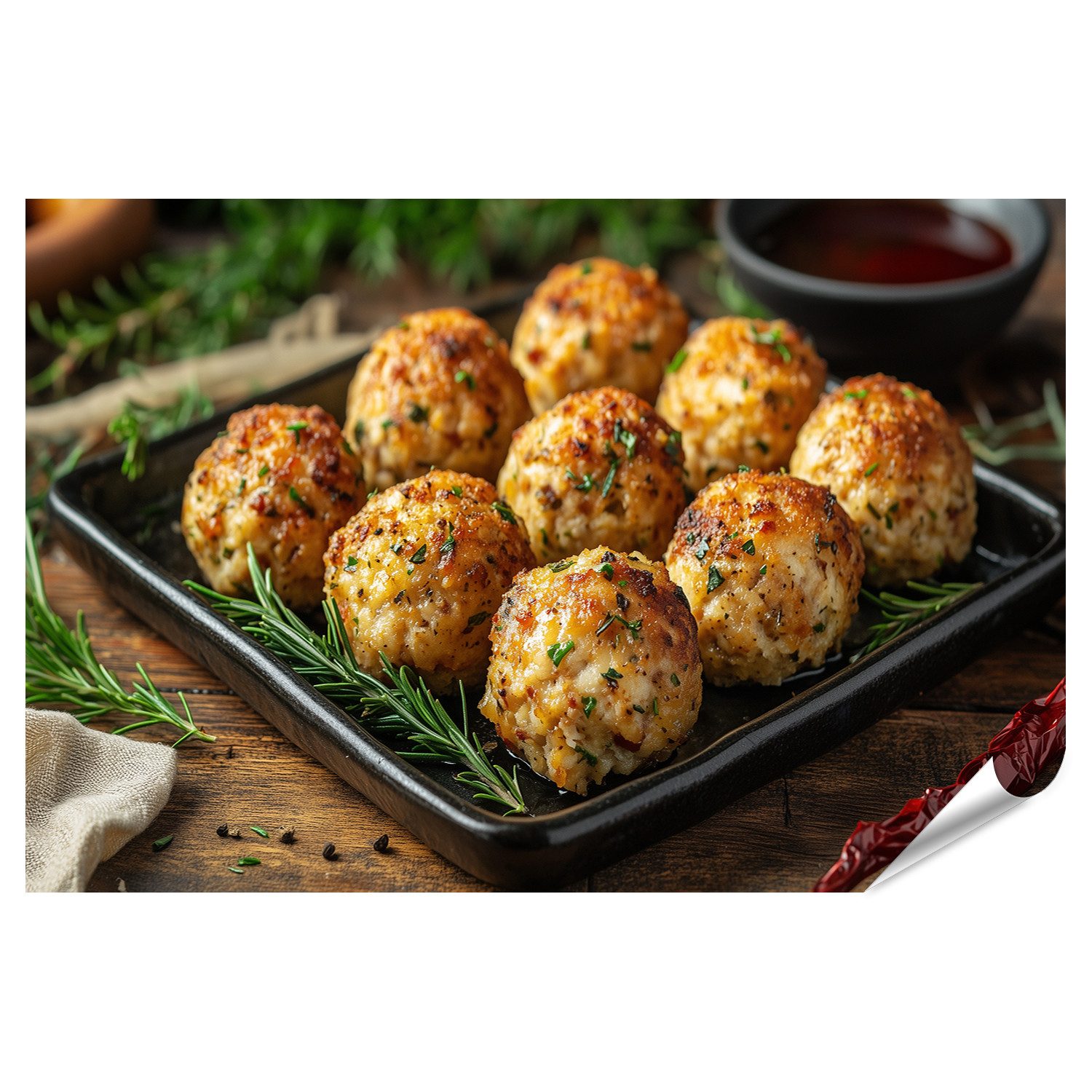 Poster Frische selbstgemachte Knödel auf einem Tablett serviert