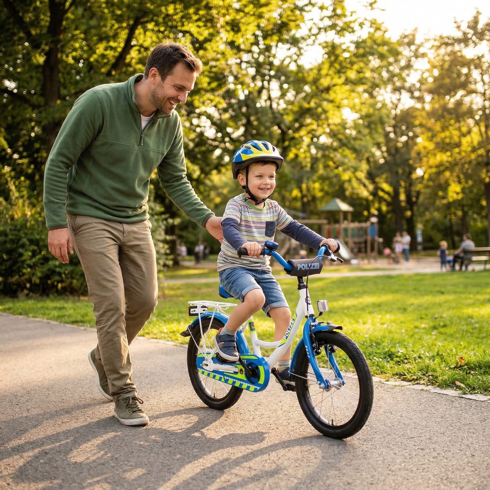 Bachtenkirch Kinderfahrrad 18 Zoll Polizei Fahrrad für Kinder ab 4 Jahre Polizeifahrrad, Sitzhöhe: 58 – 62 cm, Geeignet ab Innenbeinlänge: 55 cm