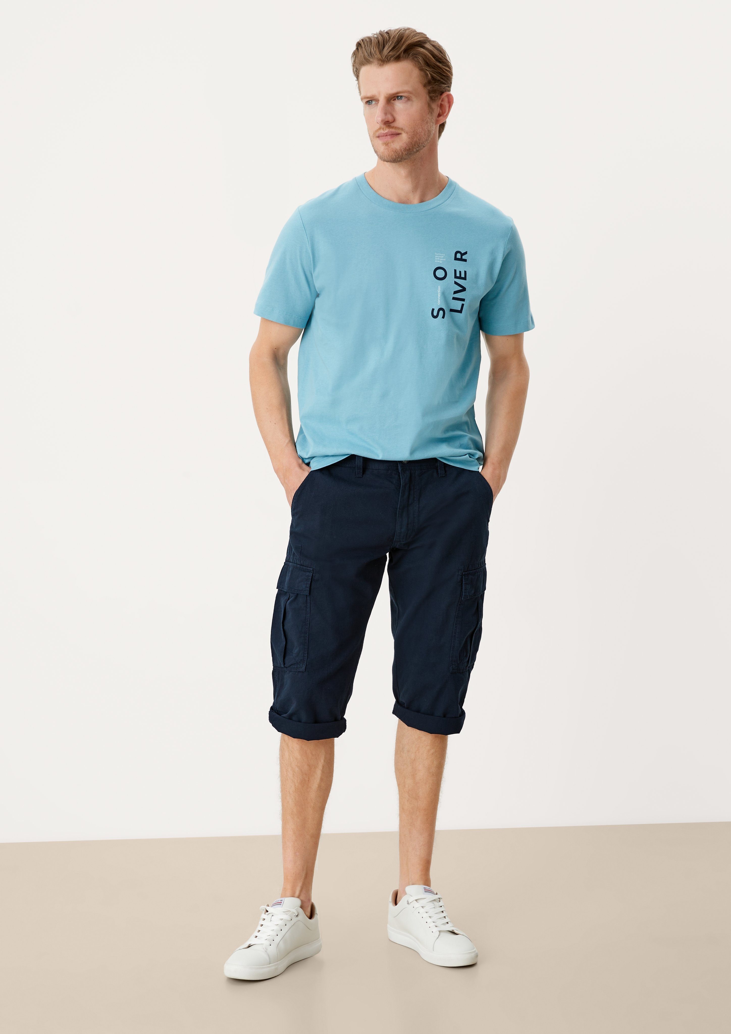 Shorts Garment Bermudashorts s.Oliver Loose: Dye nights blue mit (1-tlg) Cargotaschen