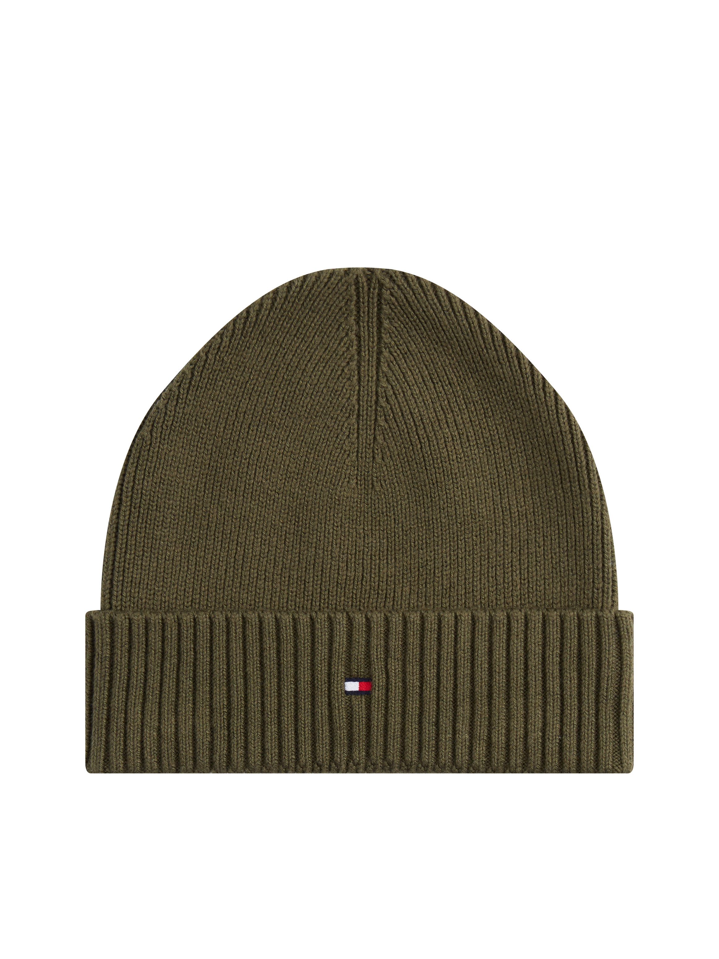 Tommy Hilfiger Strickmütze TH FLAG PIMA COTTON BEANIE Beanie mit Logostickerei, mit Kaschmiranteil Unisex