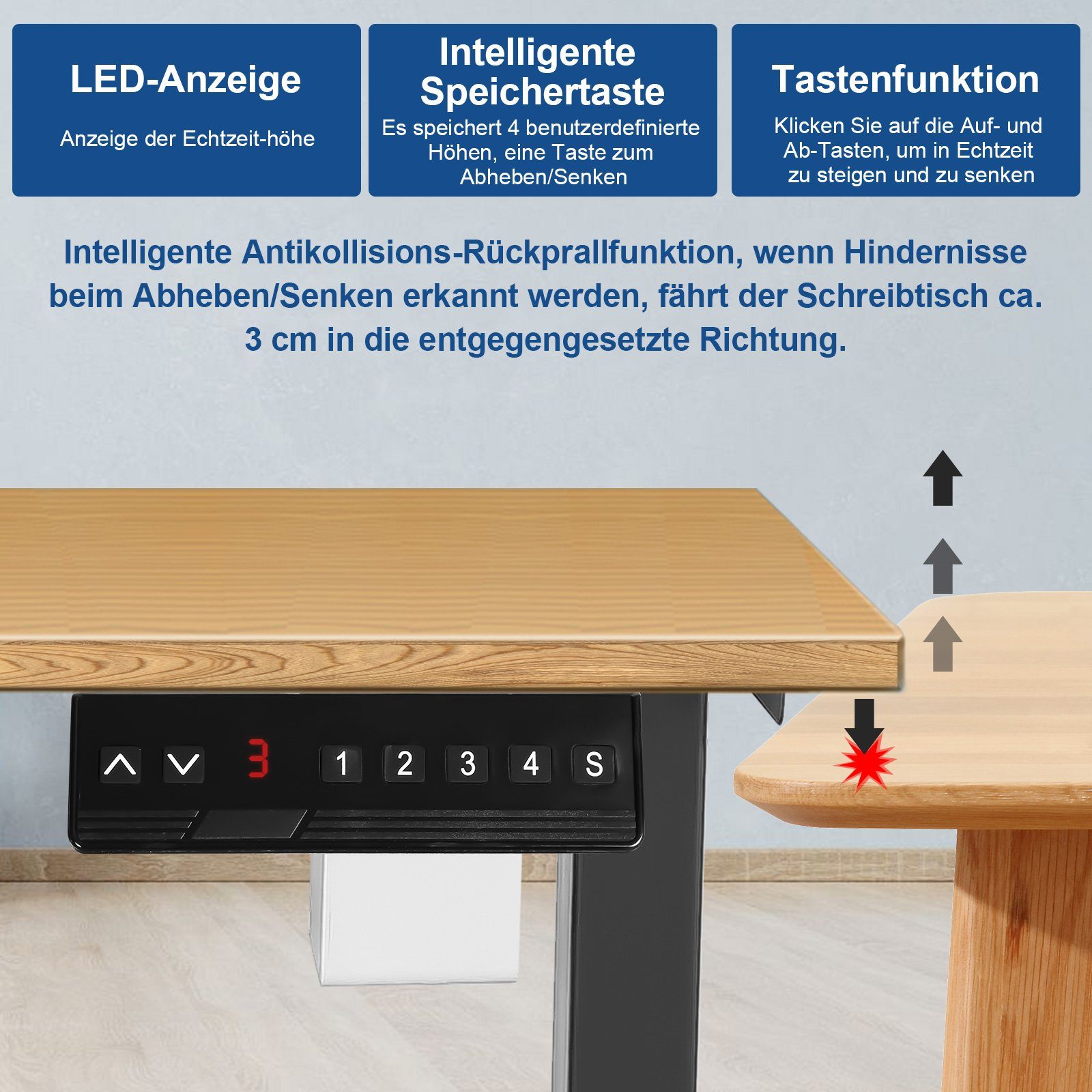 Schwarz Schreibtisch Schreibtisch bis elektrisch belastbar Gimisgu Höhenverstellbarer 80kg, höhenverstellbar Schreibtischgestell