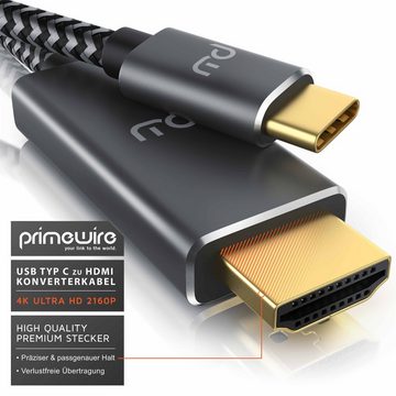 Primewire Audio- & Video-Kabel, USB-C, HDMI Typ A (100 cm), USB Typ C zu HDMI Konverterkabel Adapterkabel 4K 3840 x 2160 @60Hz, 1m