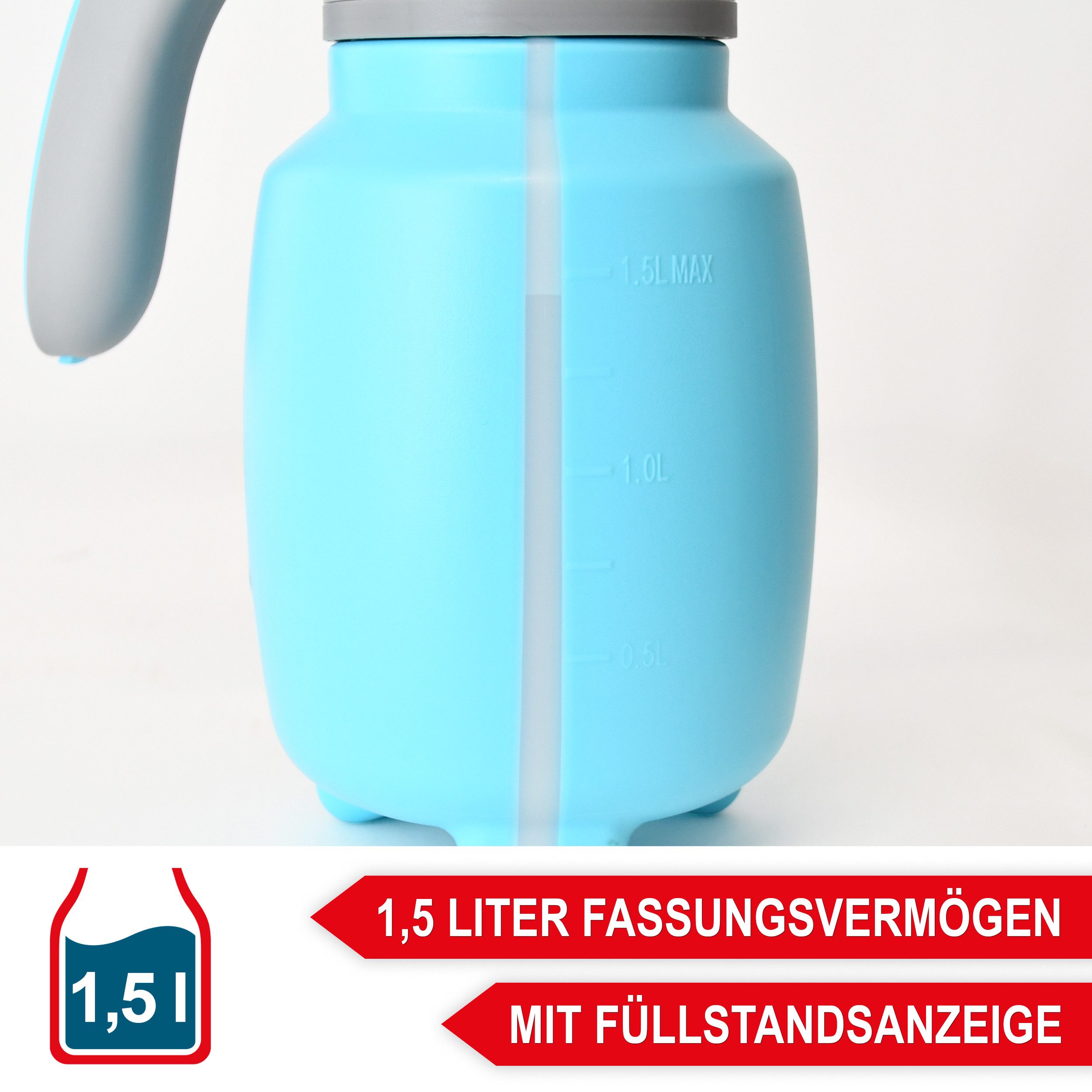 Onbest Drucksprühgerät 1,5 Liter mit Ersatz-Dichtring, Sprühlanze, Anti-Rutsch-Griff, Füllstandsanzeige, Entlüftungsventil, 0,52 kg, verstellbare Düse