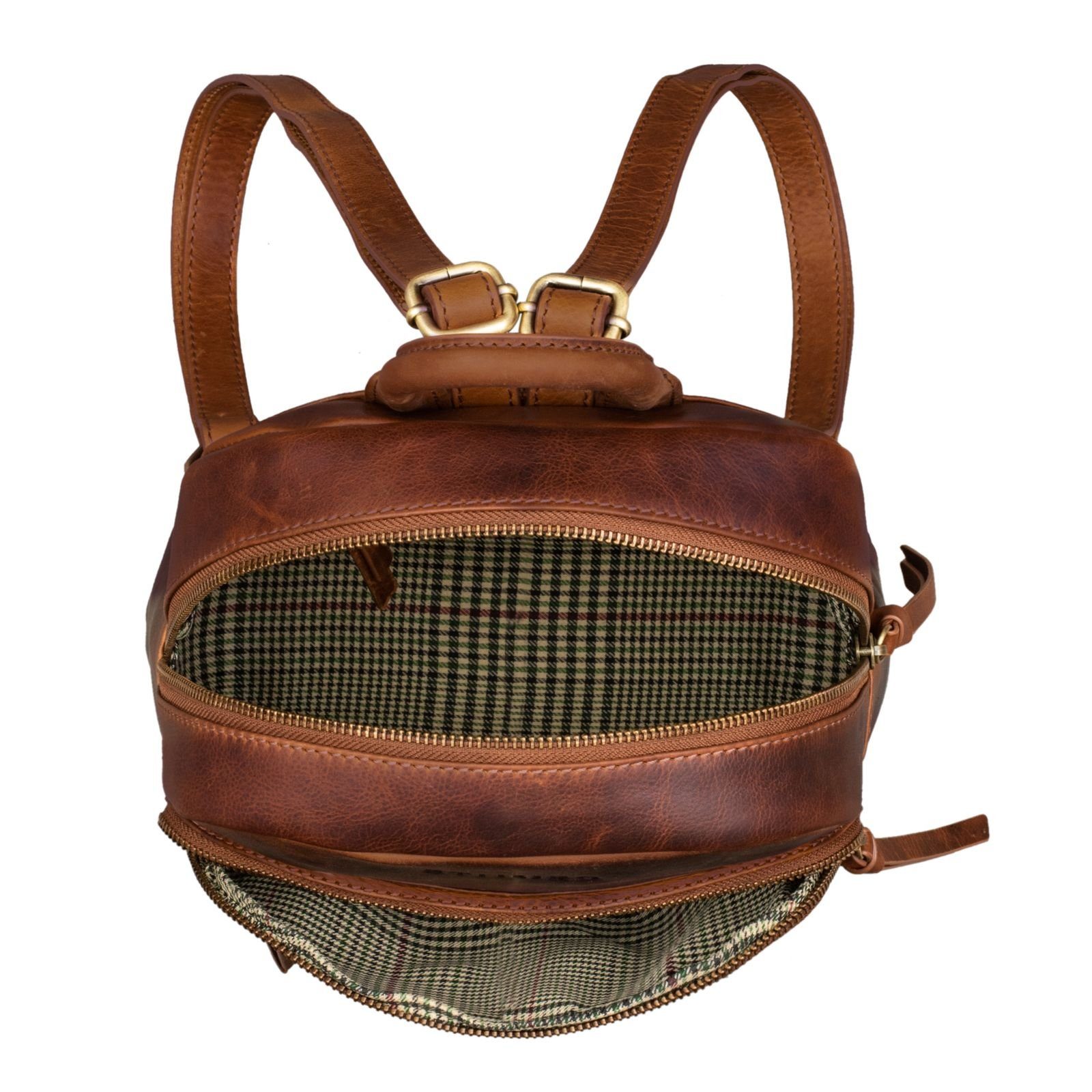 Leder Kleiner Damen Vintage Rucksack "Alba" braun - torino STILORD Cityrucksack