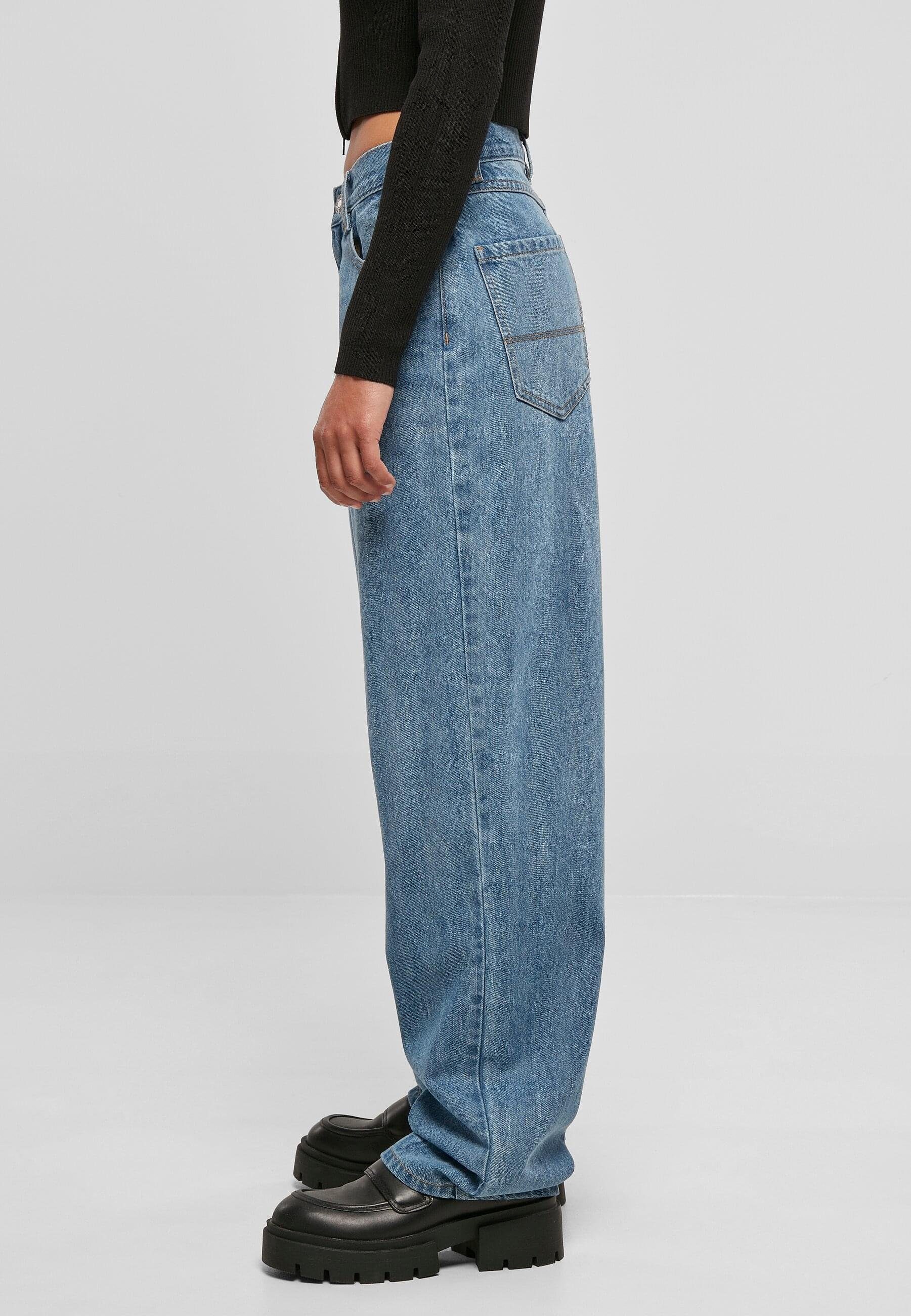 Pants midstone 90´S washed Denim Jeans Bequeme CLASSICS URBAN Waist (1-tlg) Ladies Wide Leg Damen High