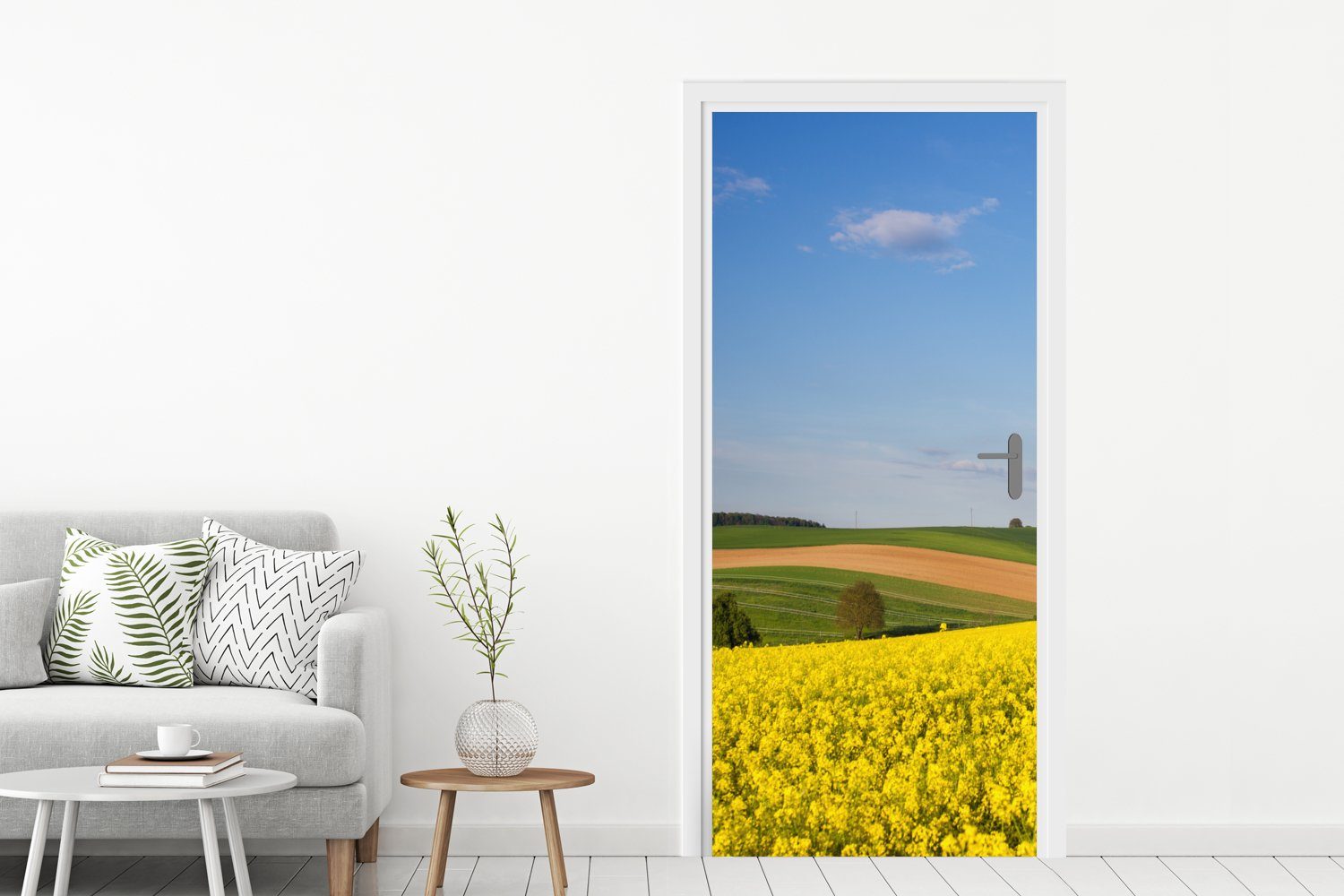 Gelb, Blumen - Fototapete Türtapete cm (1 - MuchoWow 75x205 für St), Türaufkleber, Matt, Tür, bedruckt, Frühling