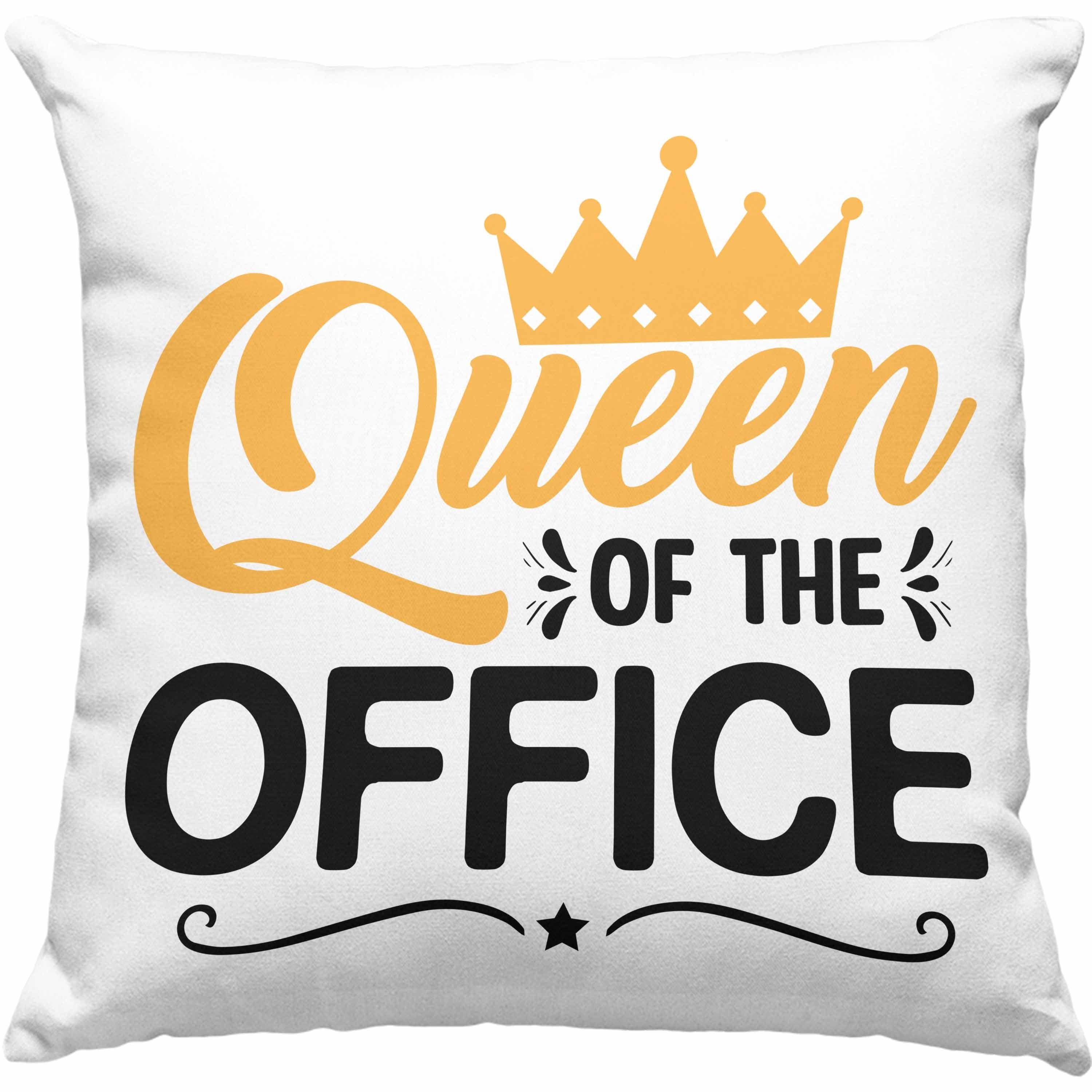 Trendation Dekokissen Trendation - Queen Of The Office Kissen Geschenk Kollegin Chefin Geschenkidee Dekokissen mit Füllung 40x40 Grau