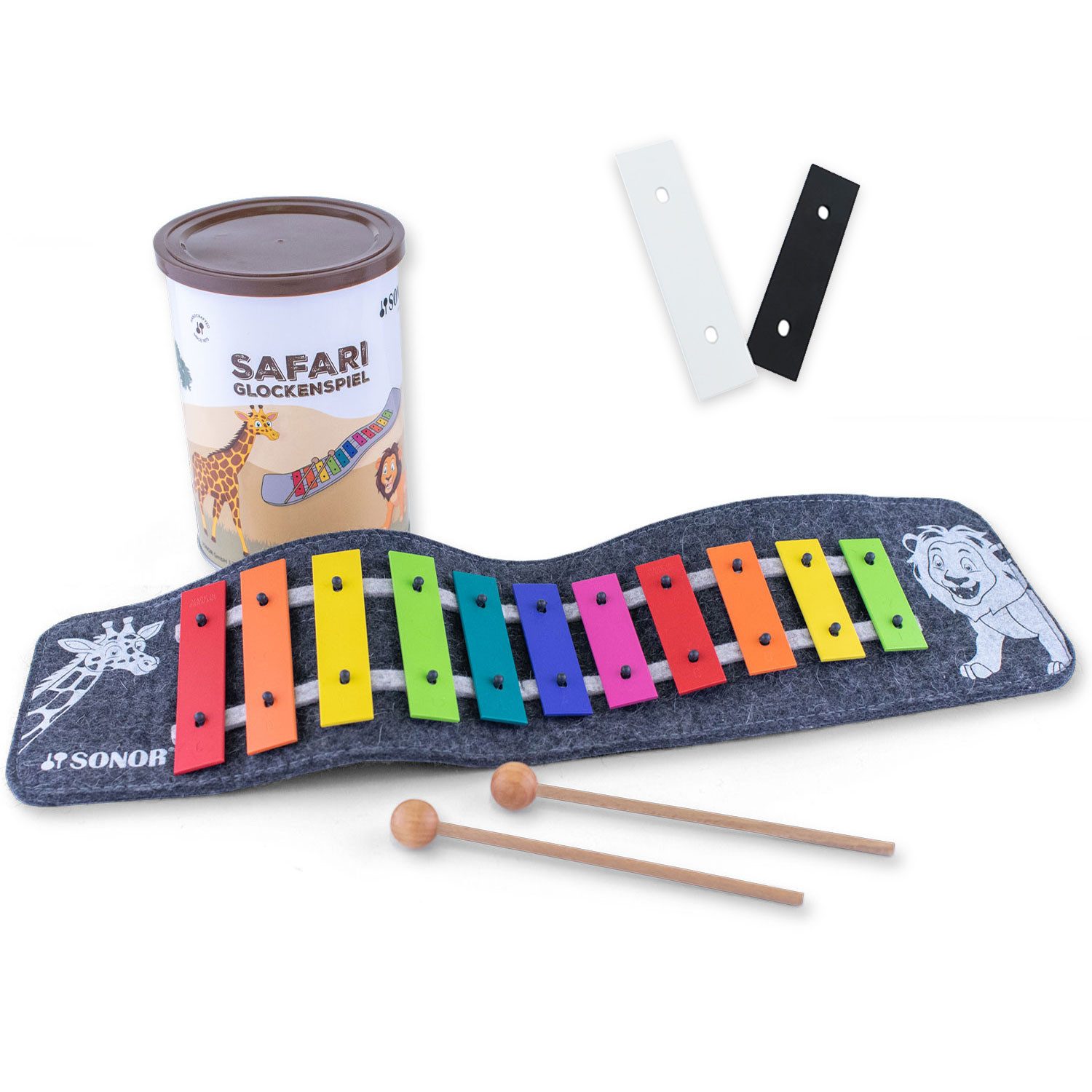SONOR Glockenspiel Sonor Glockenspiel Safari GS Plus mit 2 Klangstäben,Glockenspiel, 1 Paar Schlägel, Transport-Dose, Klangstäbe, 1-St., Glockenspiel, Vorteils-Set mit 2 Klangstäben