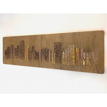 WohndesignPlus LED-Bild LED-Wandbild “Wolkenkratzer” 125cm x 40cm mit Akku/Batterie, City, DIMMBAR! Viele Größen und verschiedene Dekore sind möglich.