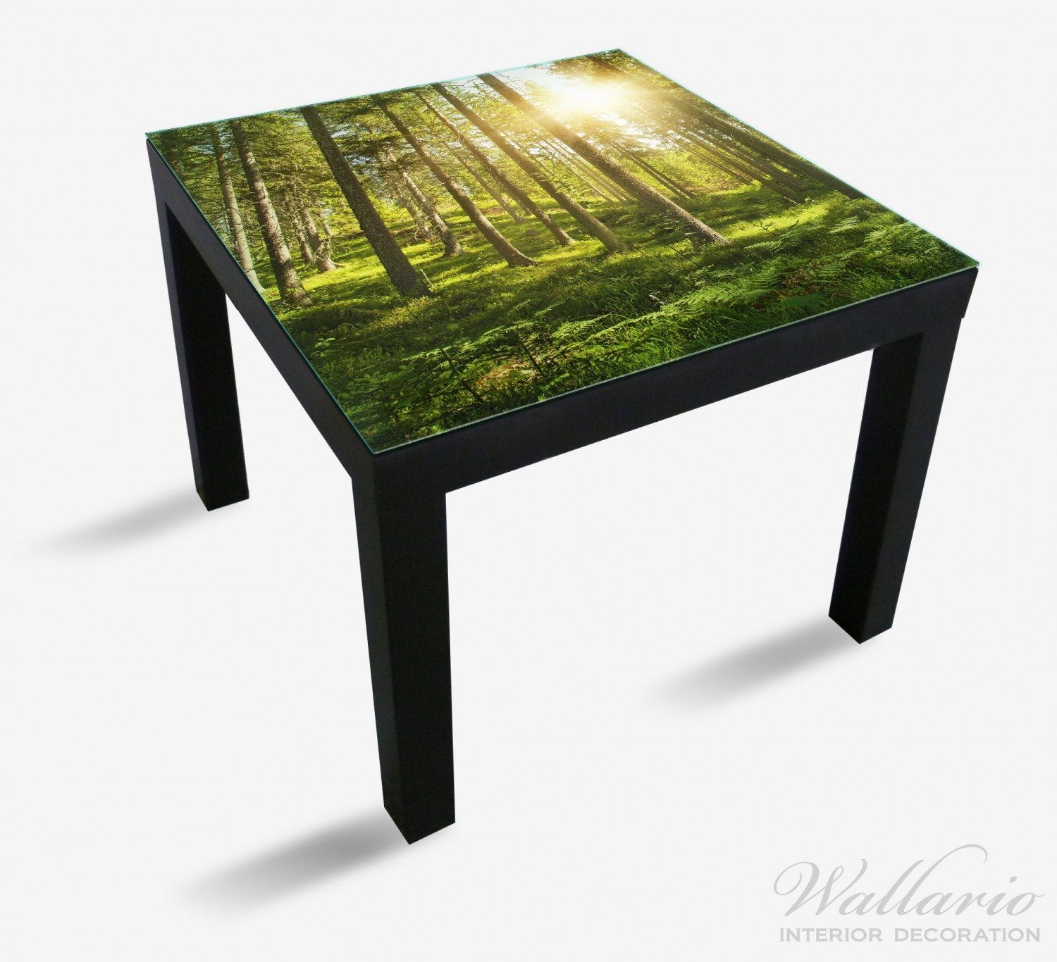 Farn Tischplatte Tisch Moos Nadelwald für und St), mit (1 im Lack geeignet Sonnenstrahlen Wallario Ikea