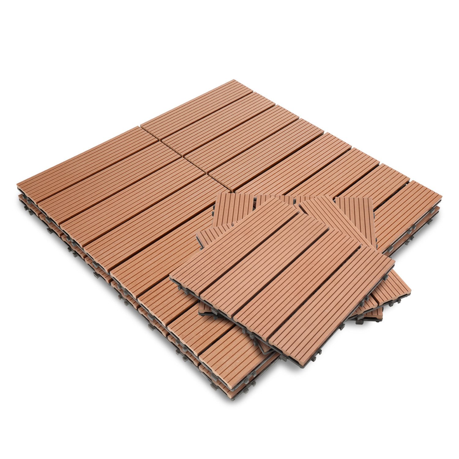 Clanmacy Holzfliesen WPC Terrassenfliesen Holzfliesen 30x30cm günstig online kaufen