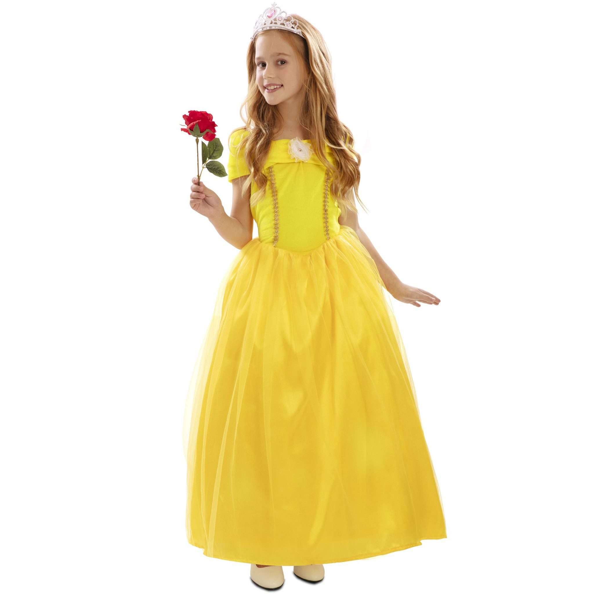 Fyasa Prinzessin-Kostüm Prinzessinnenkleid Schöne Belle Gelb Kinder