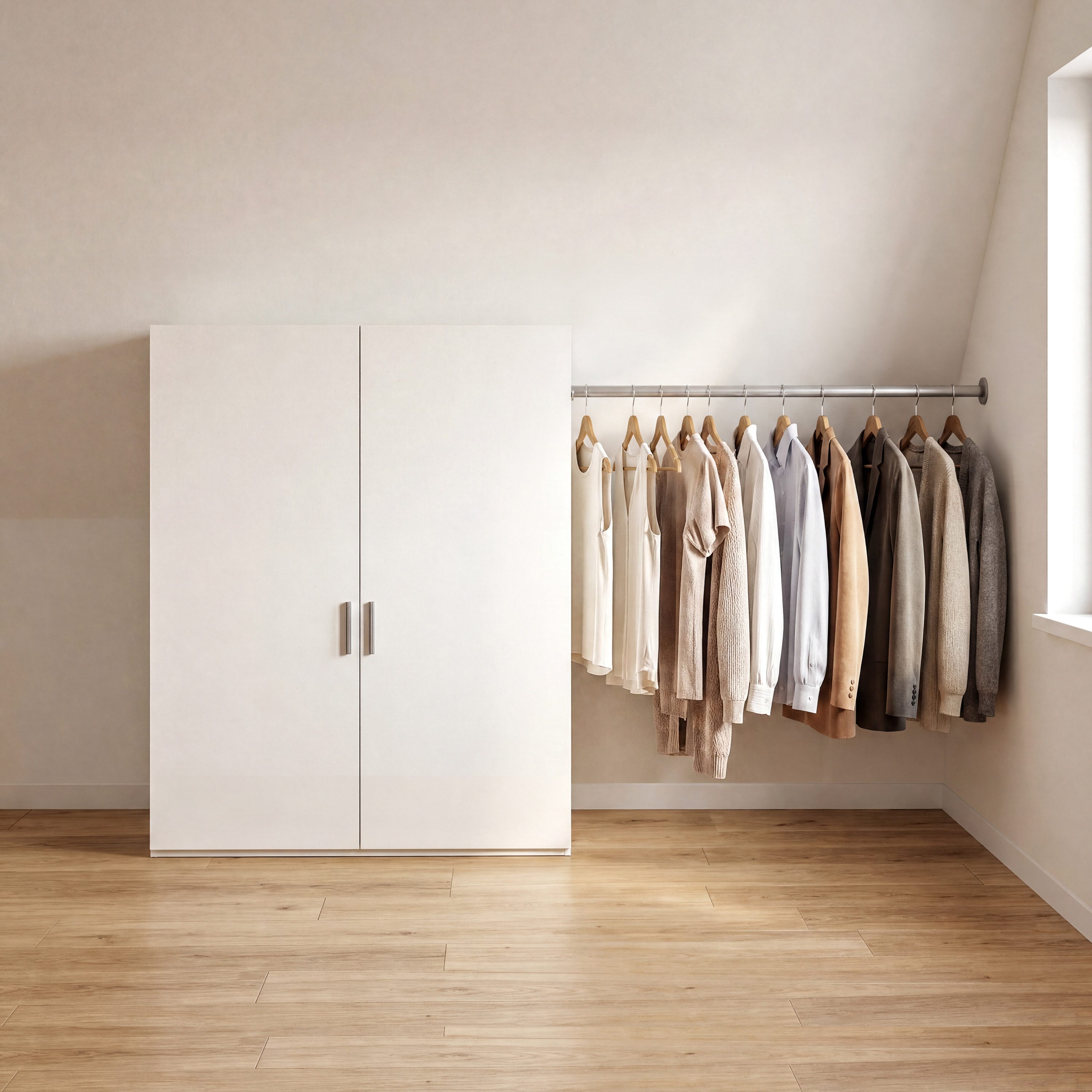 VCM Kleiderschrank Dacho M Garderobe B. 90 x T. 52 x H. 100 cm Für Dachschräge mit Kleiderstange, viel Stauraum – Bild 5 von 5