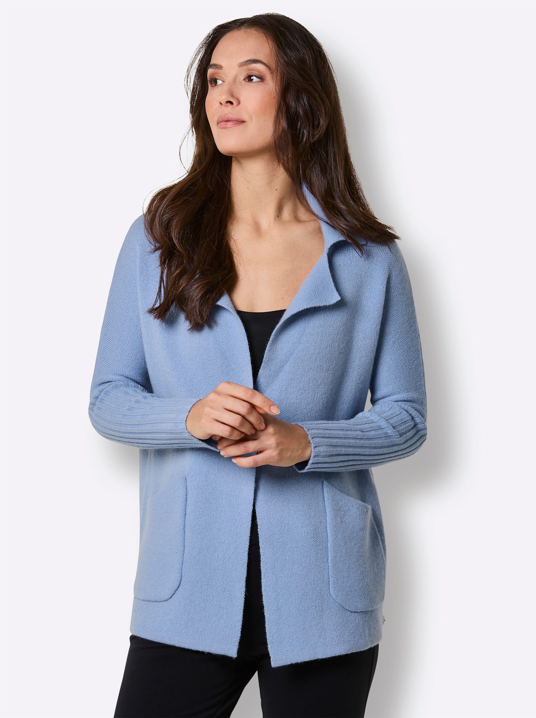 creation L Strickjacke Merino-Kaschmir-Strickjacke Langarm Jacquard