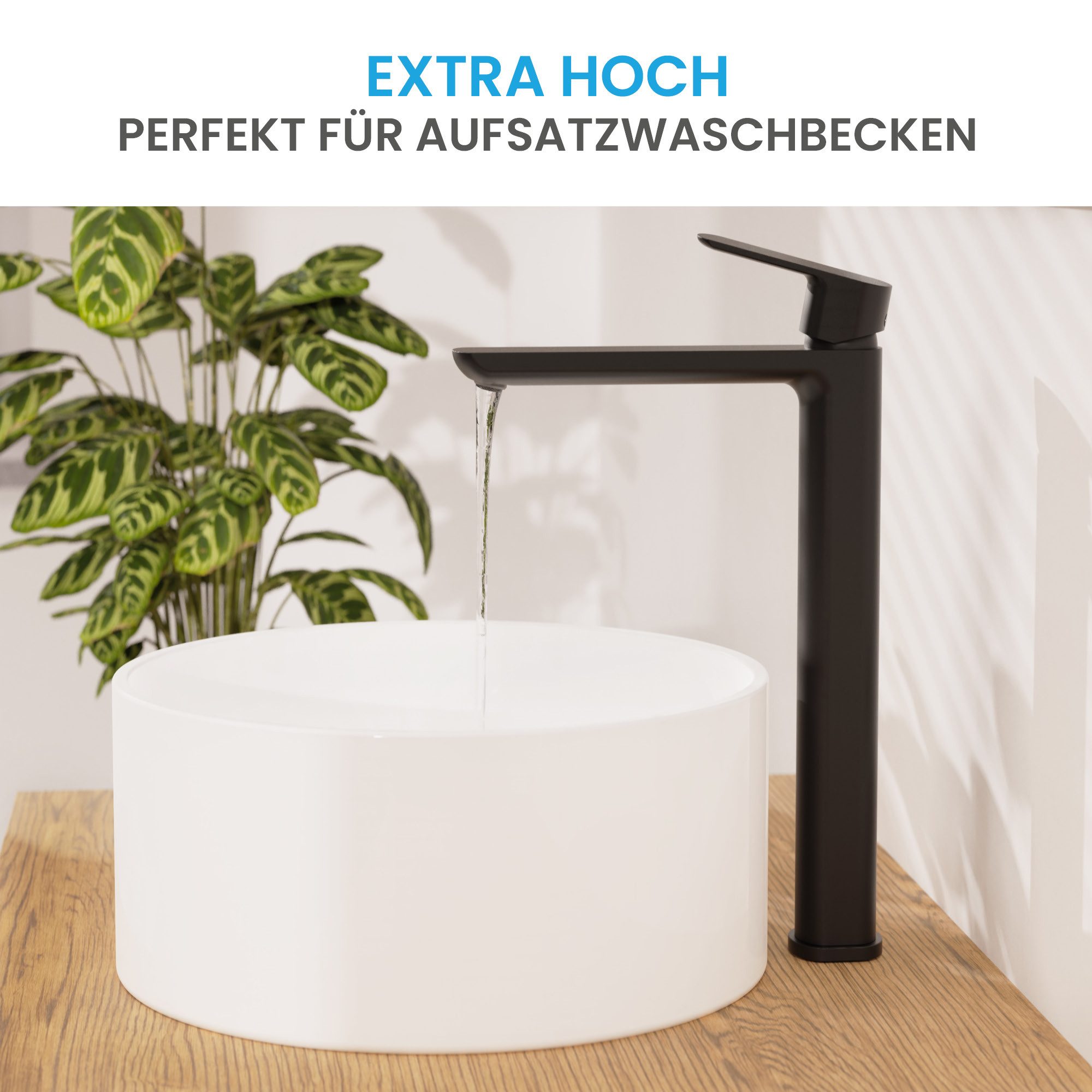 Bächlein Badarmatur Mizarela hoch - klassisches Design - ideal für Aufsatzwaschbecken hochwertiger Wasserhahn im hohen klassischen Design – Bild 4 von 5
